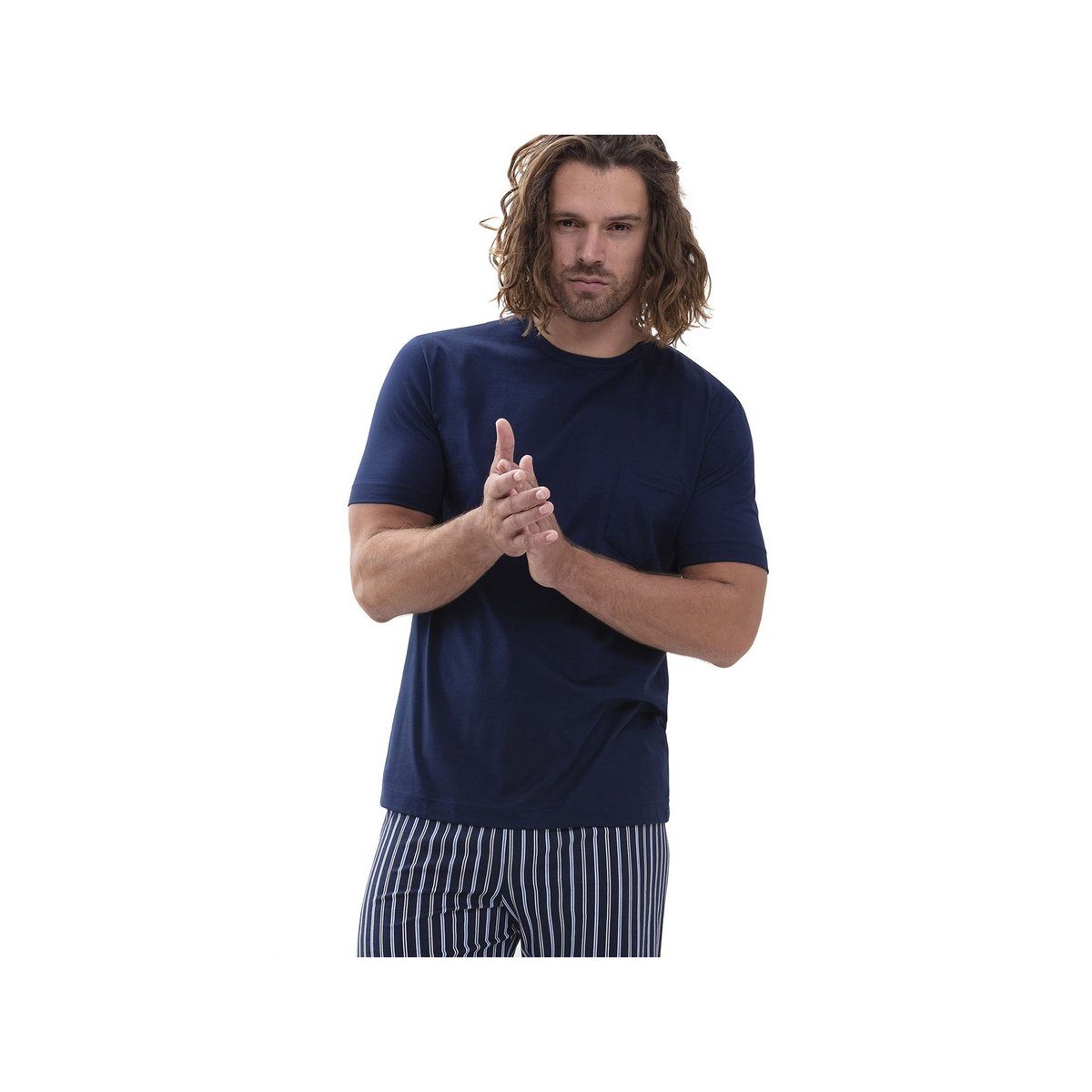 Mey Pyjama Pyjama kurz für Herren in blau (1 tlg)