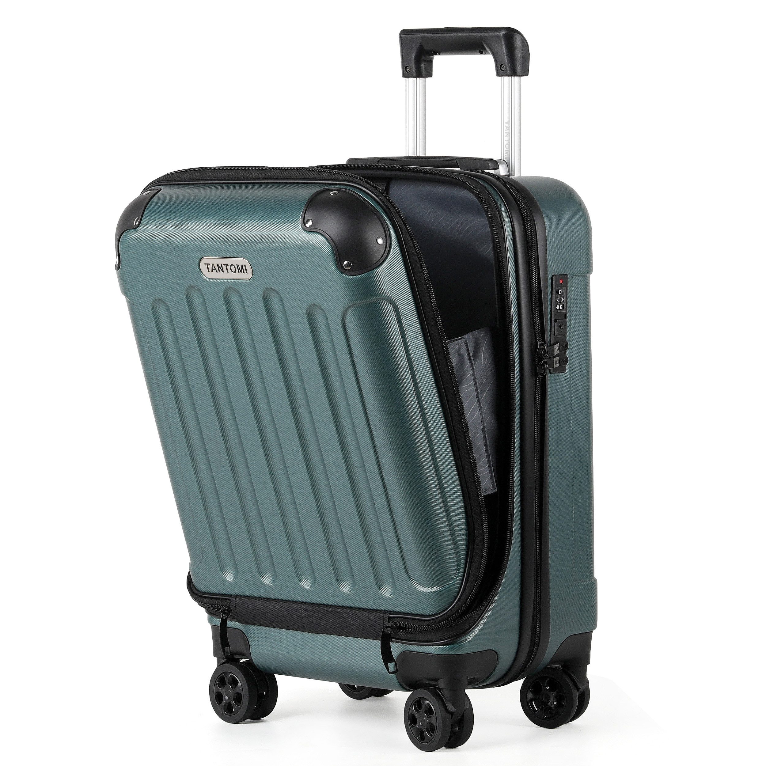 TAN.TOMI Hartschalen-Trolley Laptopfach vorne Чемоданы Handgepäck Hartschalenkoffer Rollkoffer, ABS-Schale 360-Grad-Lautlosrollen für Geschäftsreisen