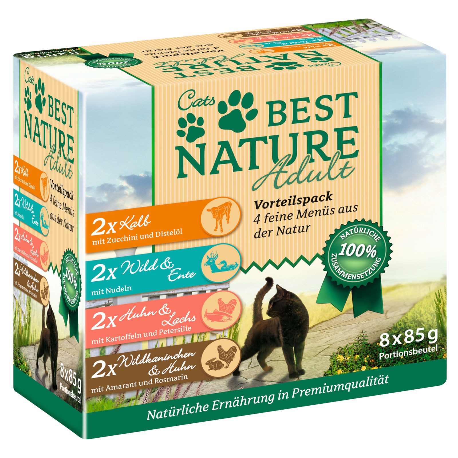 Best Nature Multi-Pack Nassfutter für Katzen, 8x 85g, Nassfutter für: Katzen