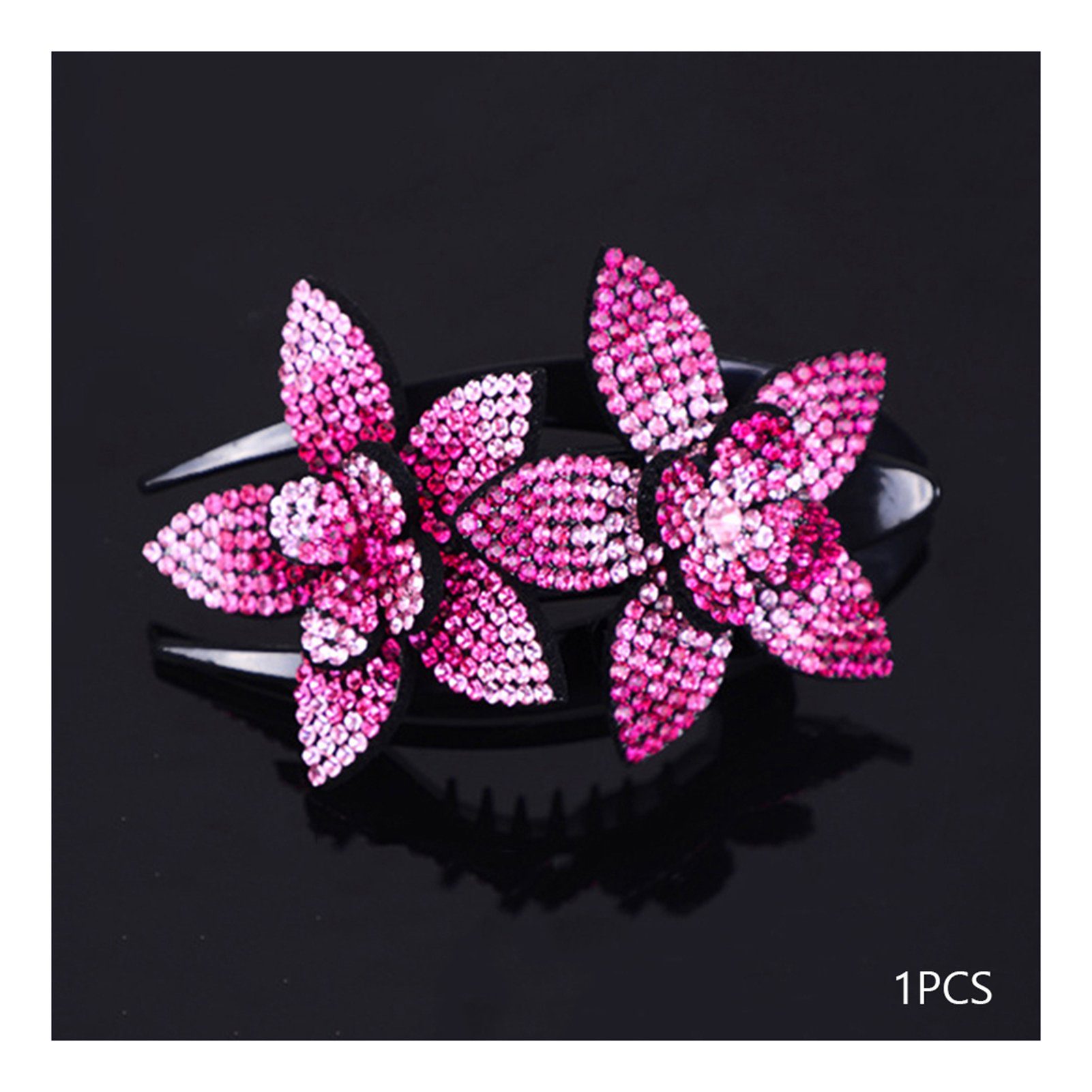 Neuestes Design Blusmart Diadem Strass-Haarspange Mit Stilvolle Blume, Doppelter Rosa