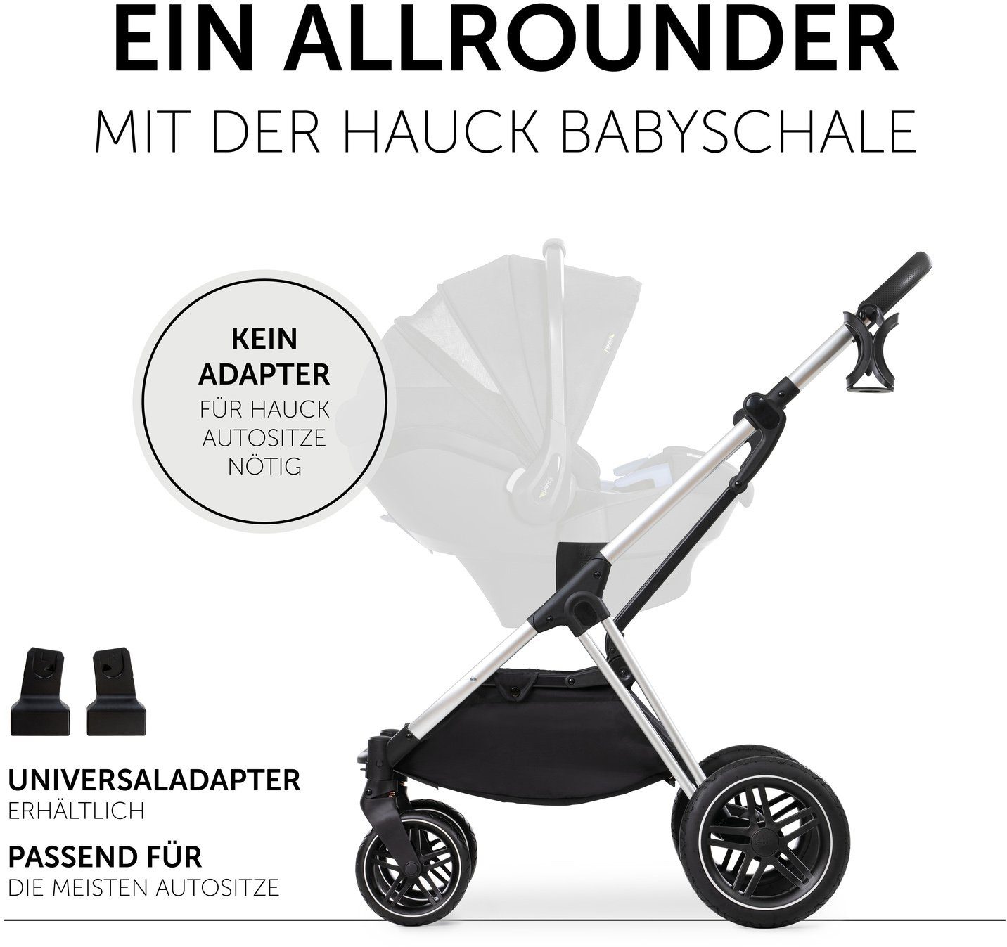 (3-tlg), und X, Kombi-Kinderwagen Hauck mit Vision Sportwagenaufsatz Babywanne silver/grey,