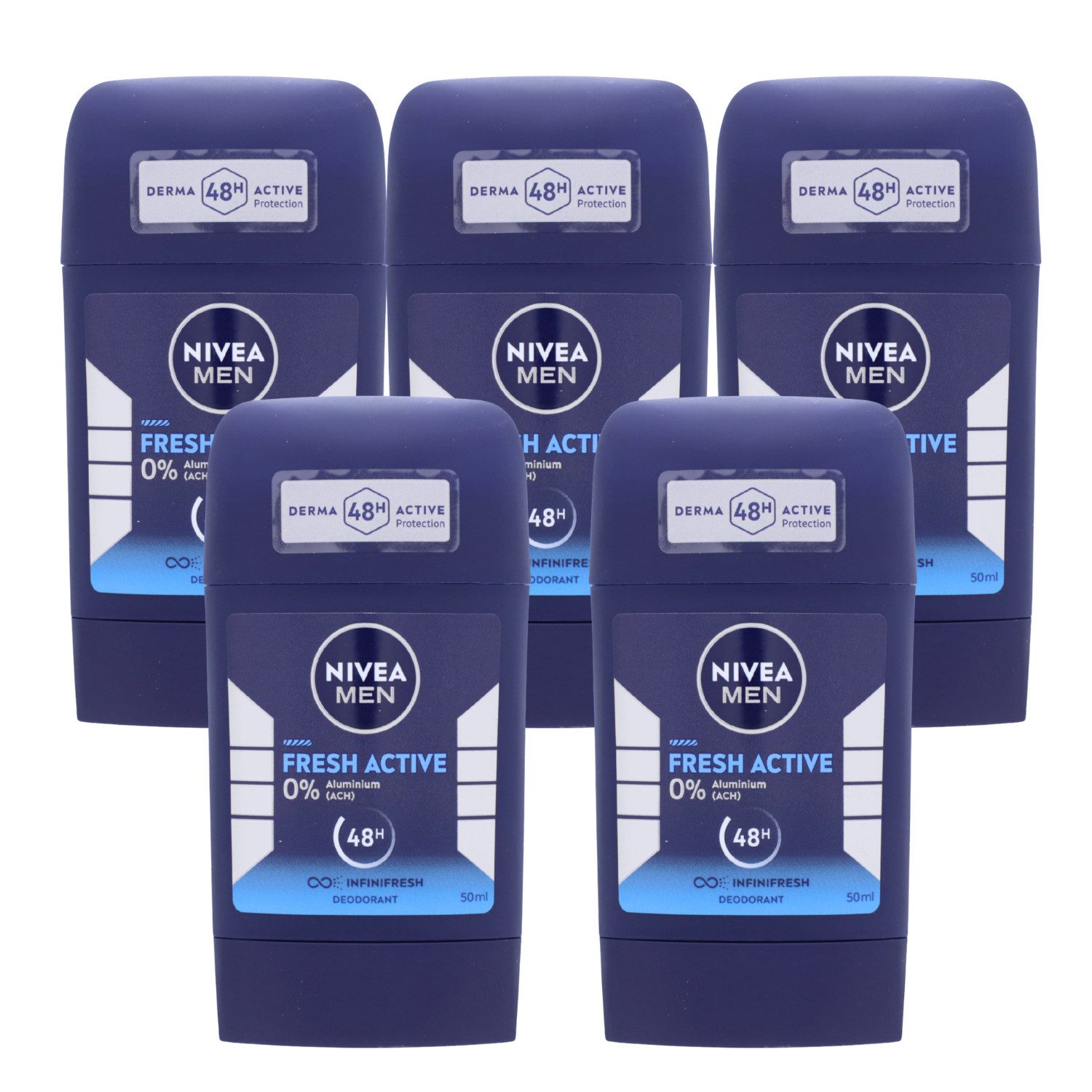Nivea Deo-Stift 5 x NIVEA MEN Fresh Active Deo Stick je 50ml Deodorant 48h Schutz