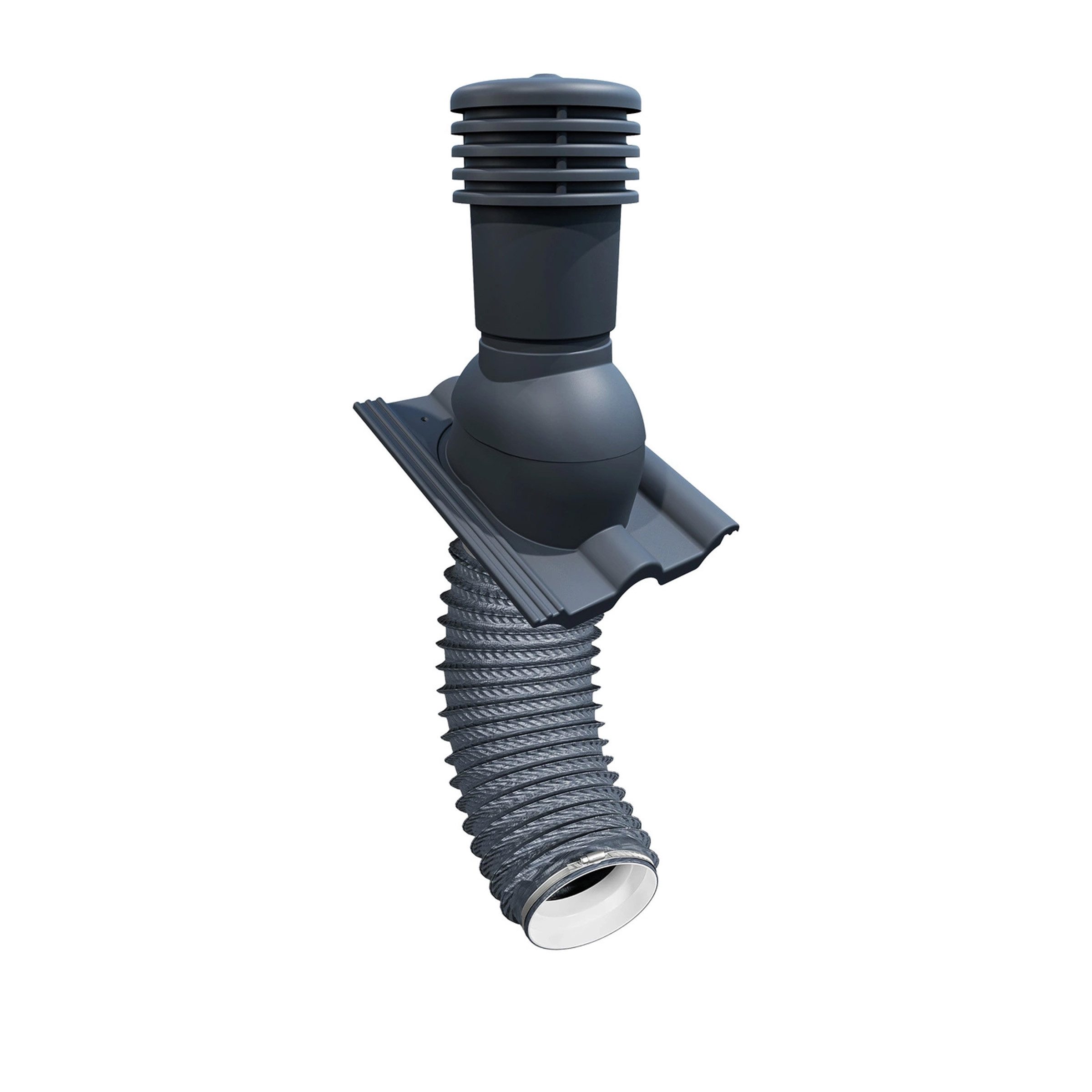 Bandloo Lüftungsschacht Set Eurovent VENTOS X PLUS 150 mm Anthrazit + FLEXOS X PLUS 60 cm Grau, 1-St.