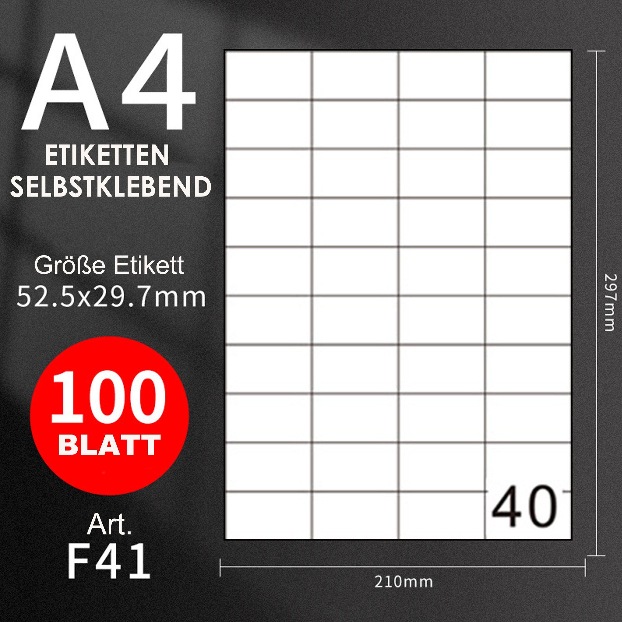 GOLDEN Etiketten GOLDEN 100 Blatt, Etiketten Selbstklebend Bedruckbar Aufkleber A4