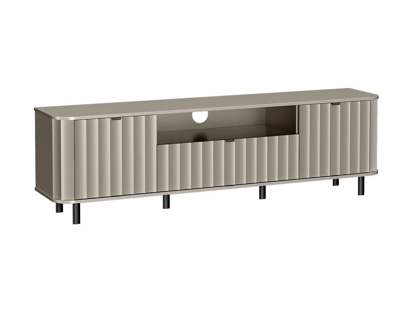 Beautysofa TV-Schrank TV‑Lowboard NEVADA NO‑5 – 196 cm – mit Stauraum mit 2 Türen, mittiger Schublade & offenem Fach