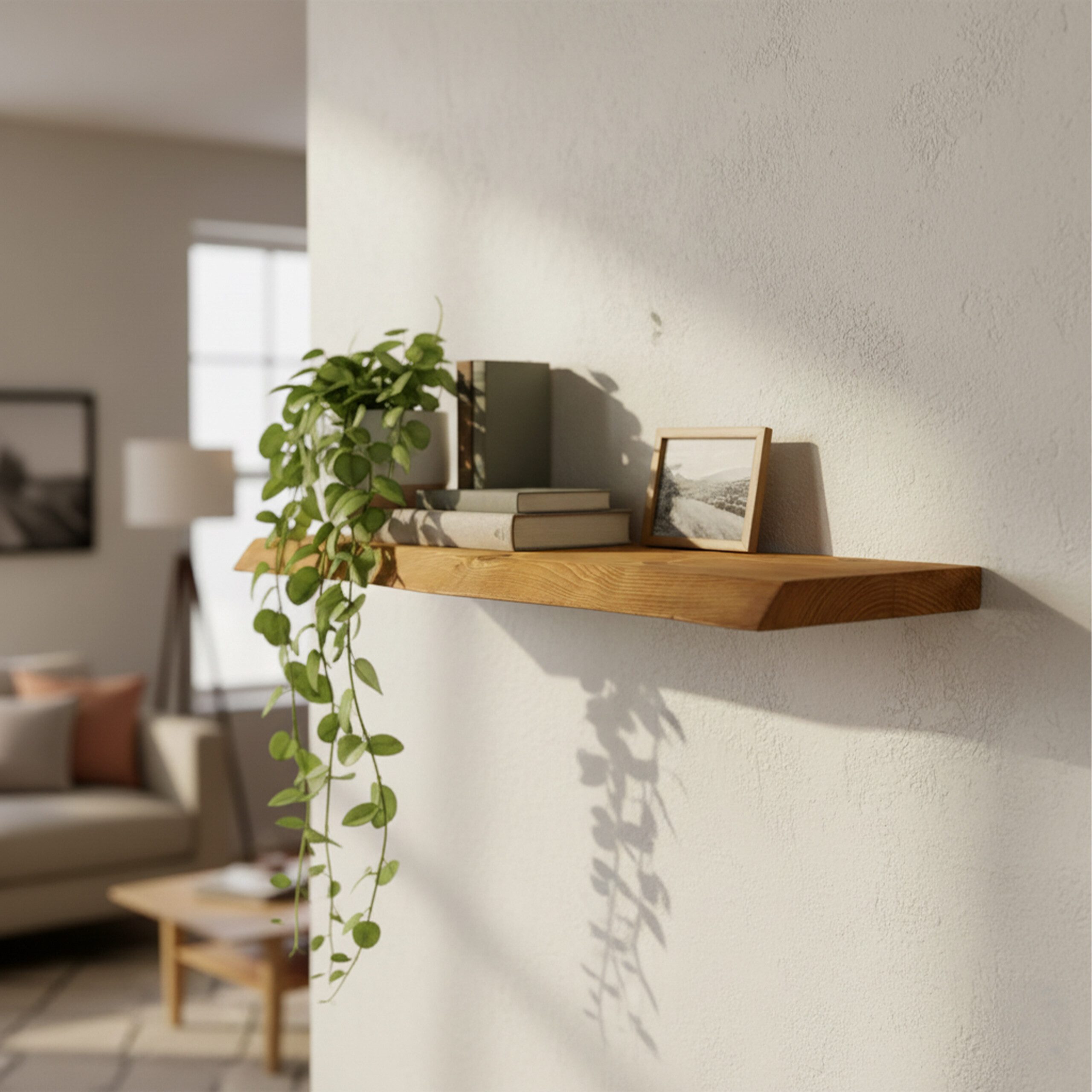 relaxdays Wandregal Massivholz Baumkante, natur, 100 cm