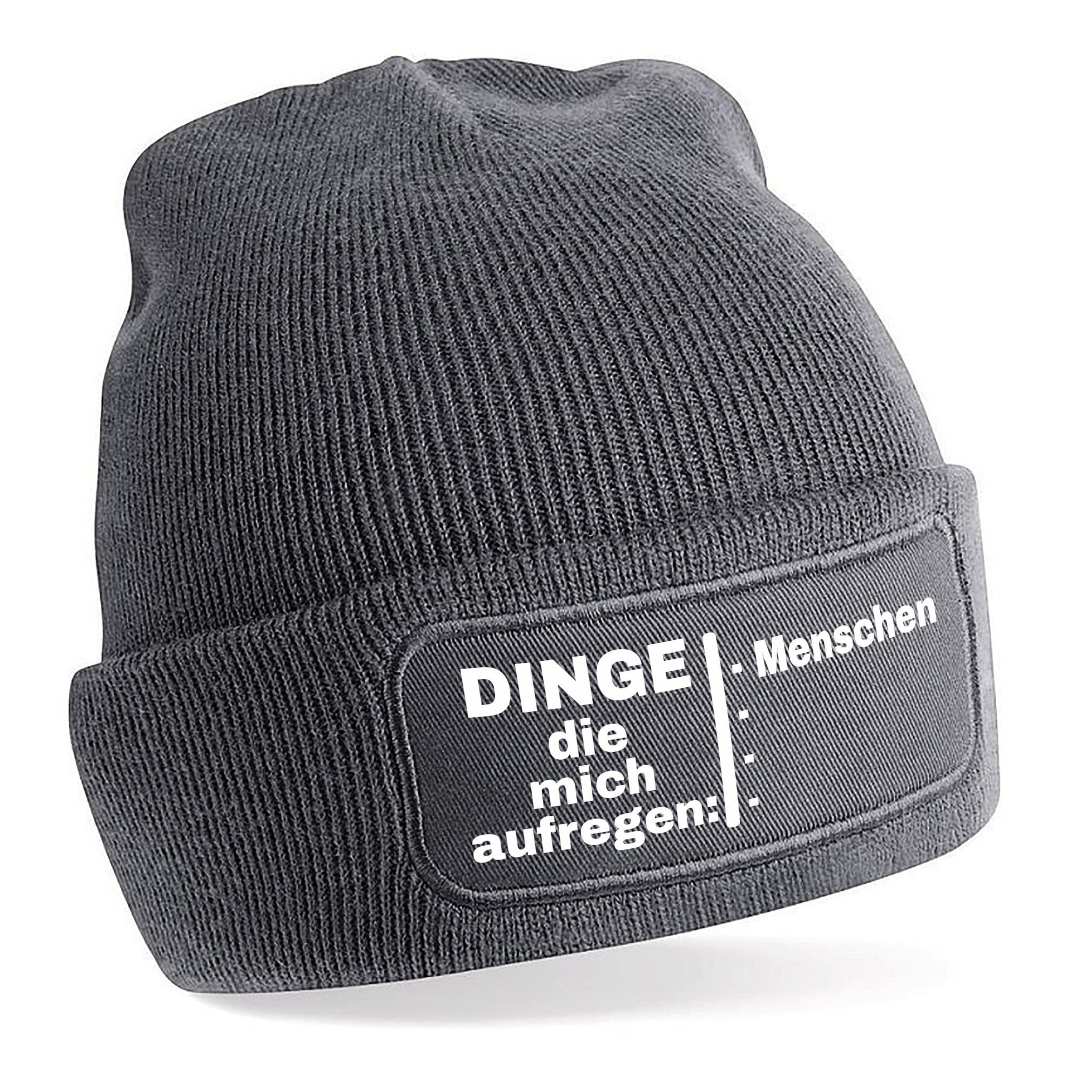 Herzbotschaft Skimütze Strickmütze mit Spruch Dinge die mich aufregen: Menschen (Skimütze) Unisex SoftTouch angenehm weiche und warme Wintermütze Einheitsgröße