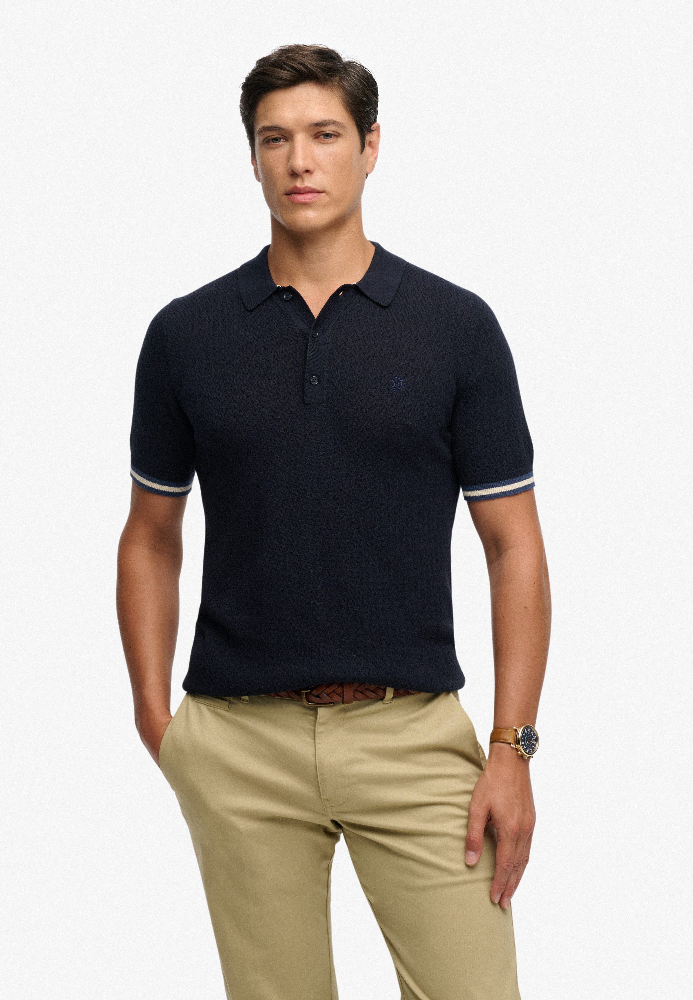Superdry Poloshirt KNITTED TEXTURE S/S POLO Baumwolle, relaxed fit