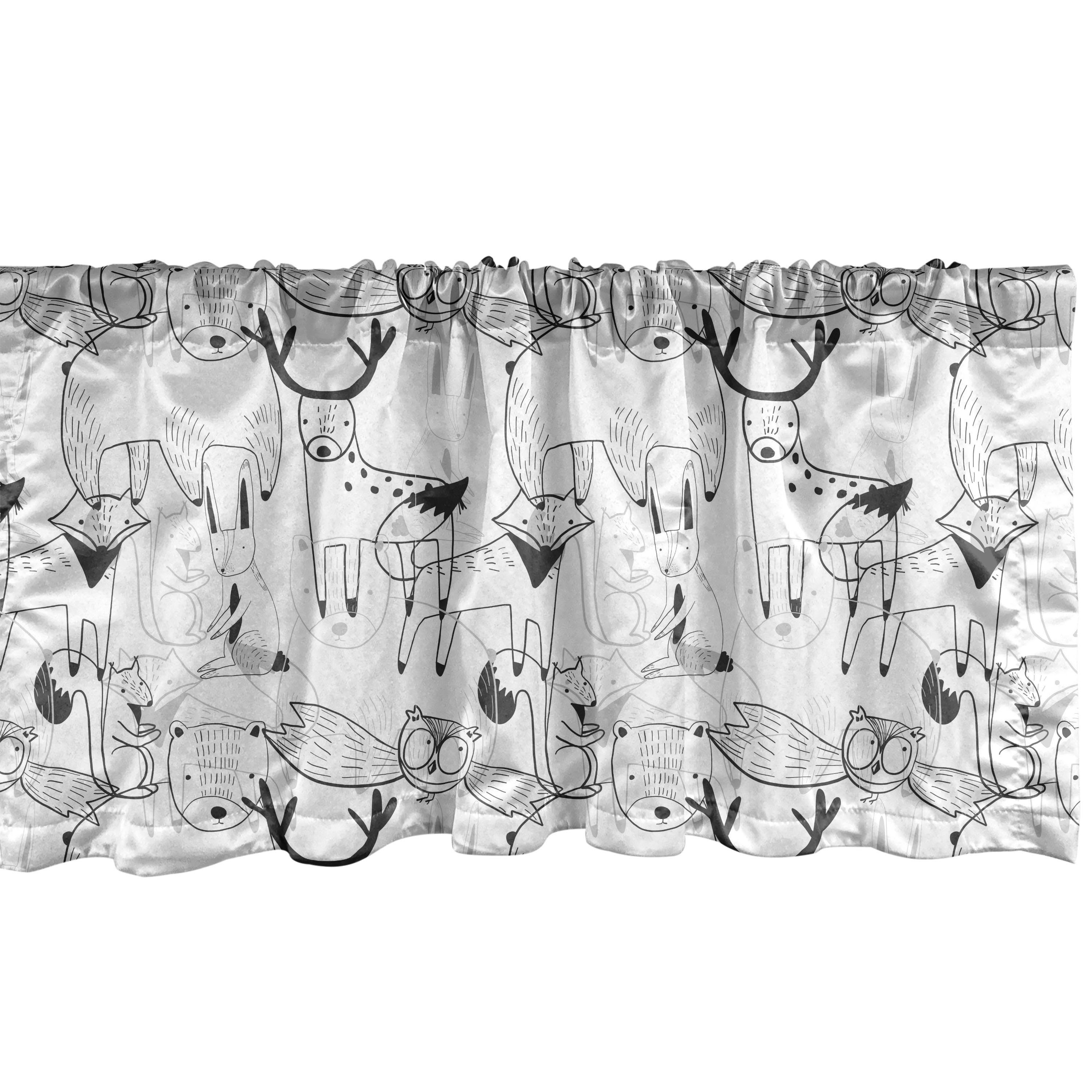 Scheibengardine Vorhang Volant für Küche Schlafzimmer Dekor mit Stangentasche, Abakuhaus, Microfaser, Tier Reindeer Fox Kaninchen-Eule
