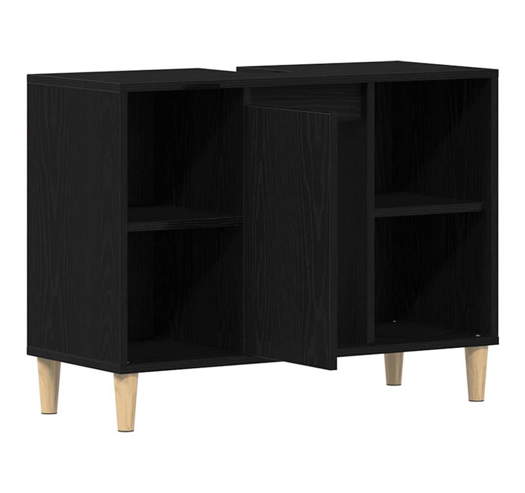 vidaXL Badezimmerspiegelschrank Spülbeckenschrank Eiche Schwarz 80x33x60 cm Holzwerkstoff (1-St)
