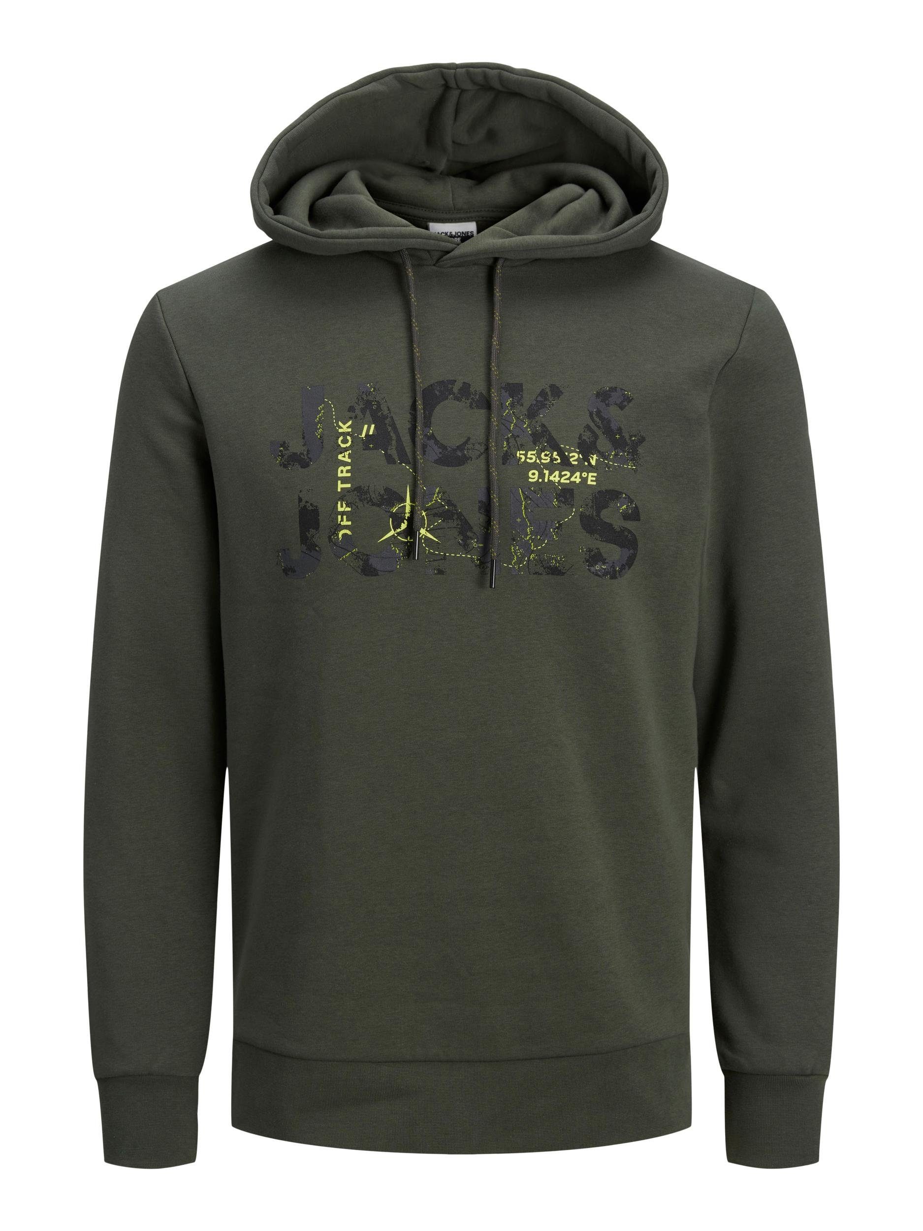 (1-tlg) Night & Jones Jack Logo Forest Kapuzensweatshirt Hoodie mit Tech Kapuze Hoody