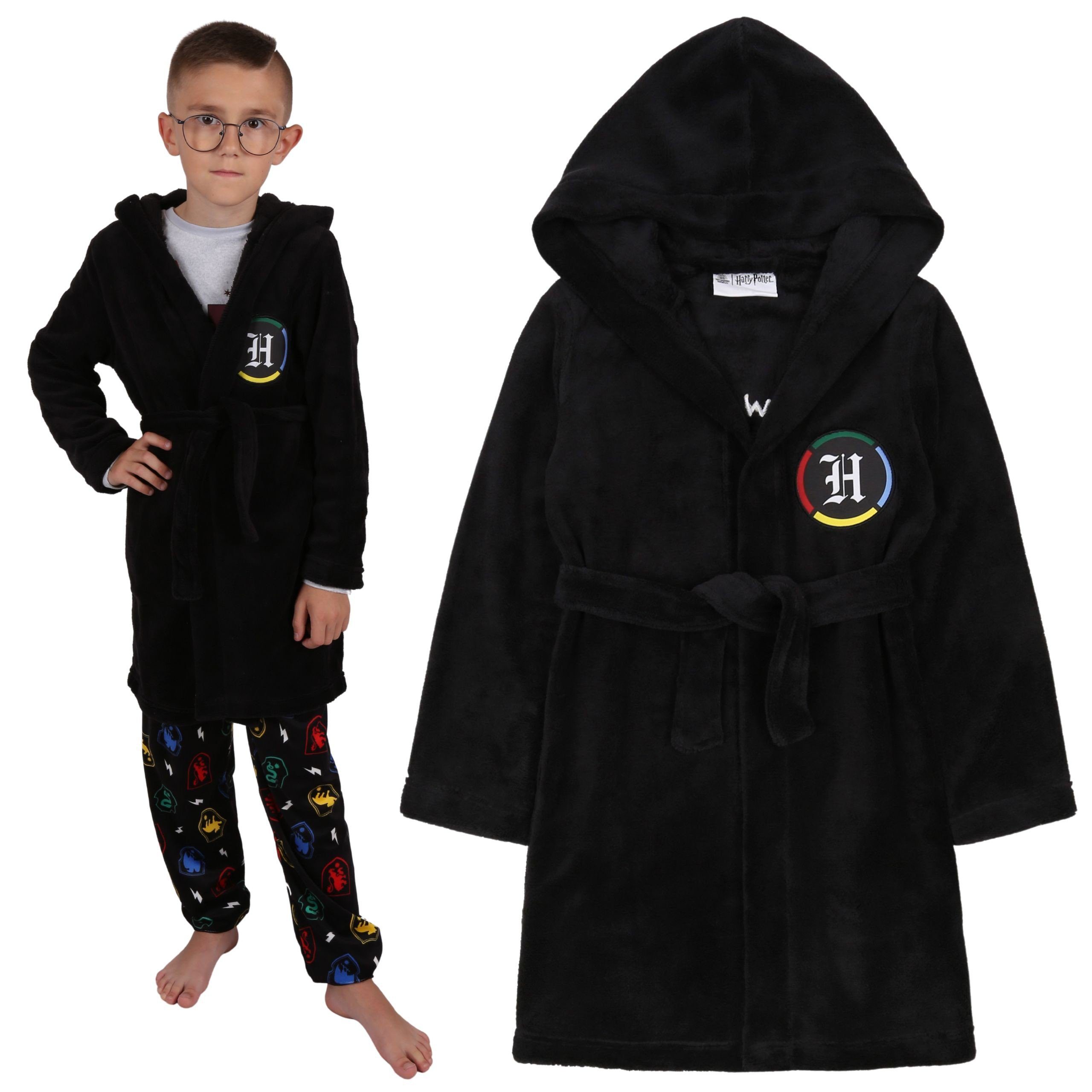 Sarcia.eu Kinderbademantel Harry Potter Hogwarts Bademantel für Jungen, mit Kapuze 8-9 Jahre