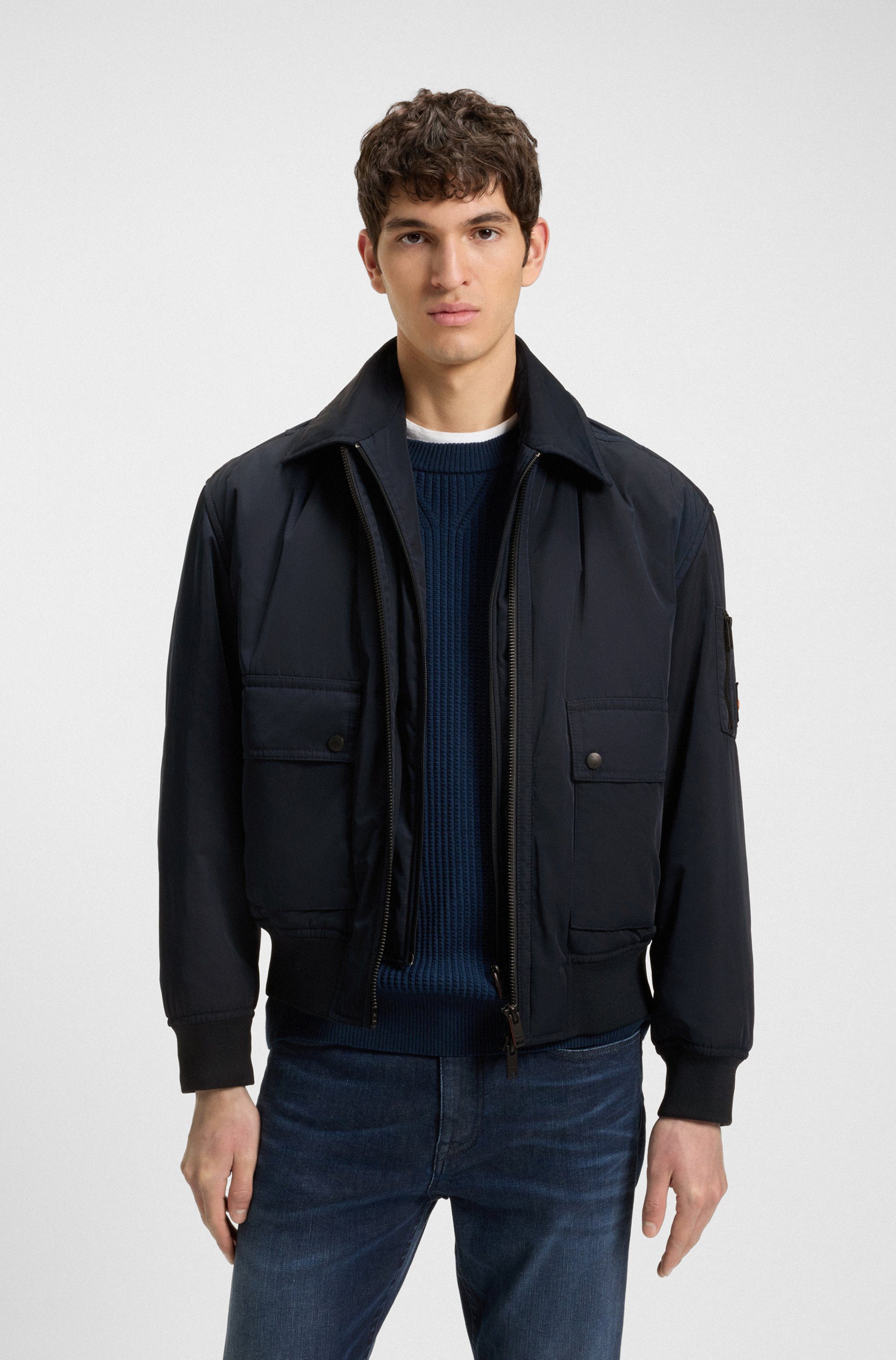 BOSS ORANGE Blouson Oking mit abnehmbarem Kragen