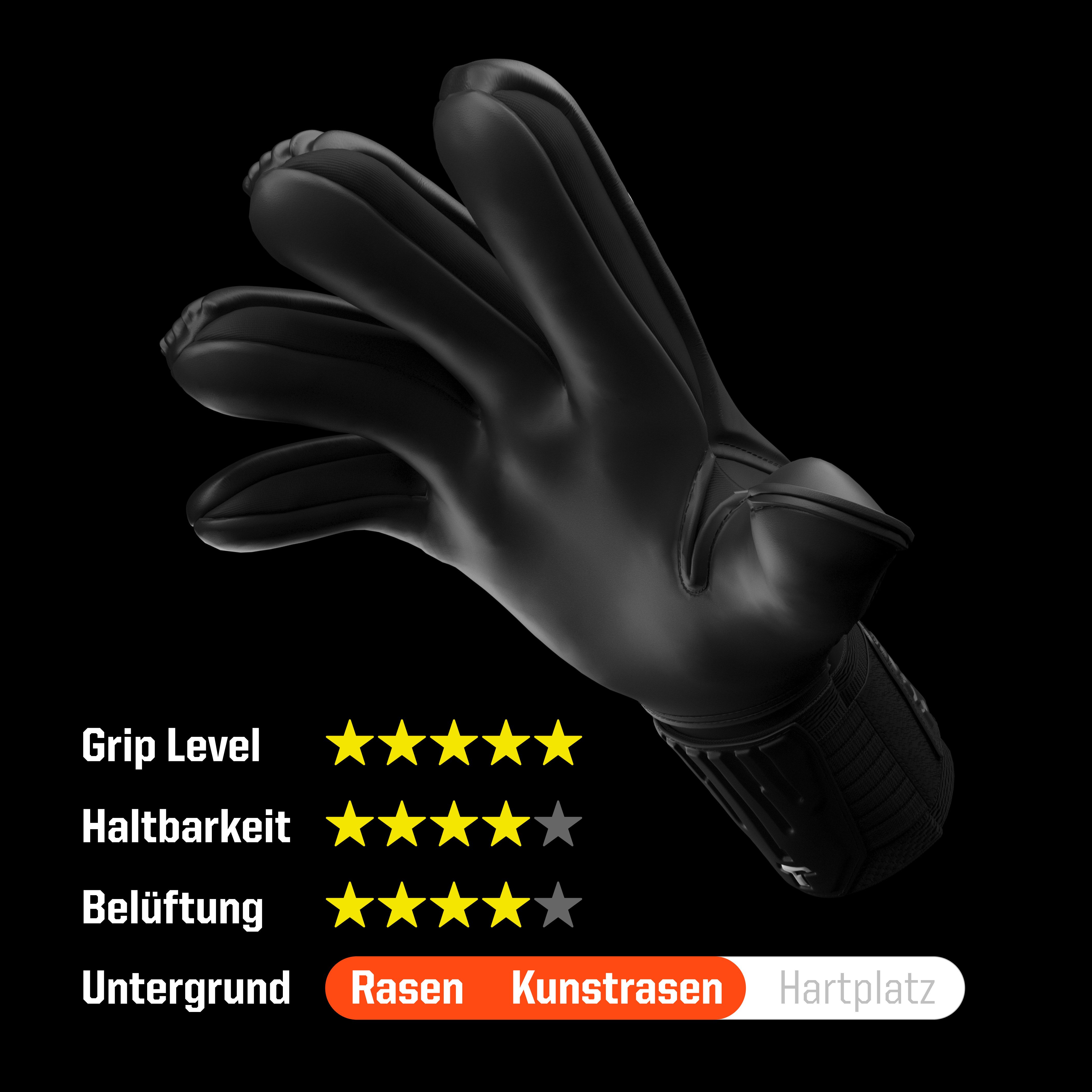 T1TAN Torwarthandschuhe Erwachsene, LEGEND Black-Out, Größe 6-11