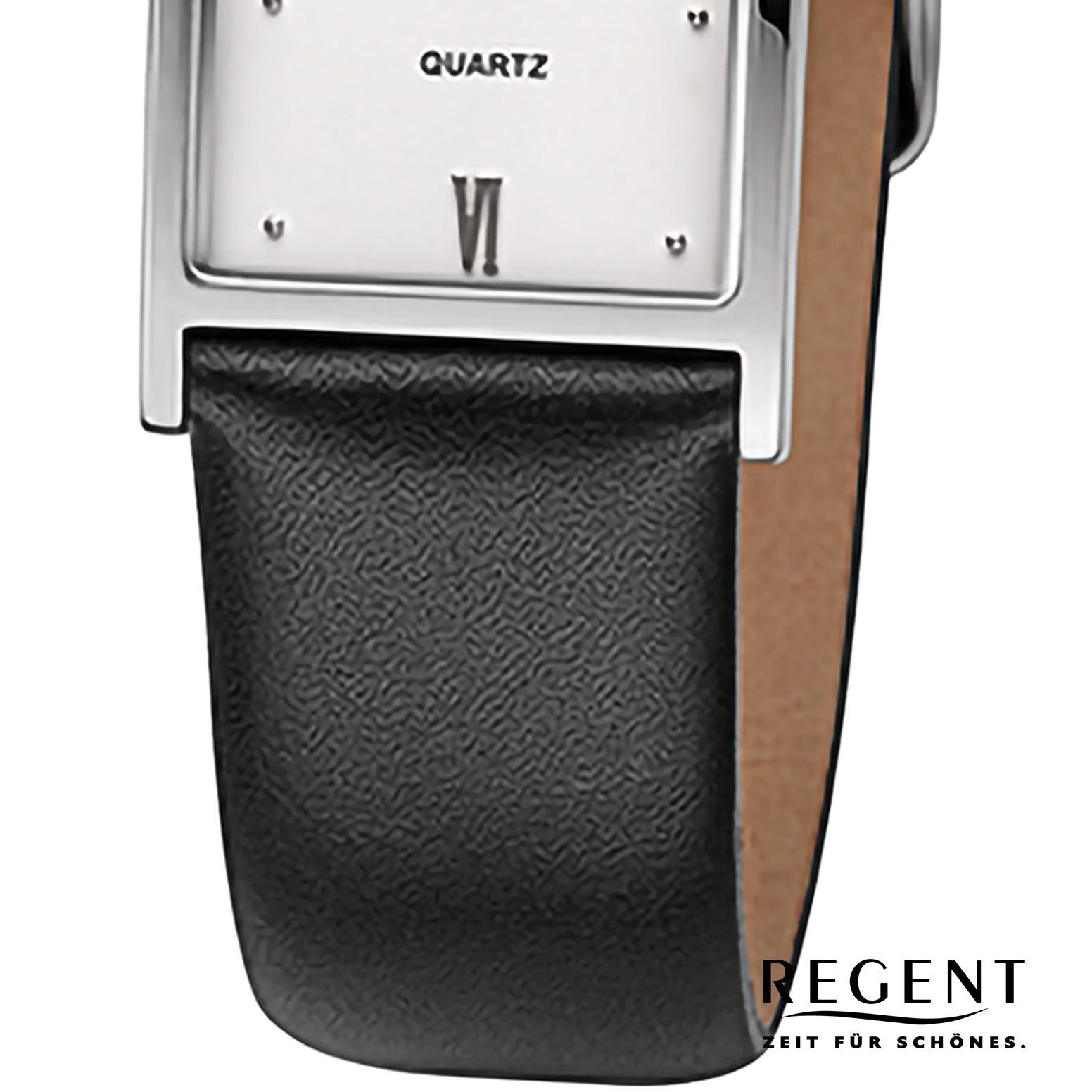 rund, Armbanduhr 21x30mm), Quarzuhr Regent Regent groß extra Damen Armbanduhr Analog, Damen Lederarmband (ca.
