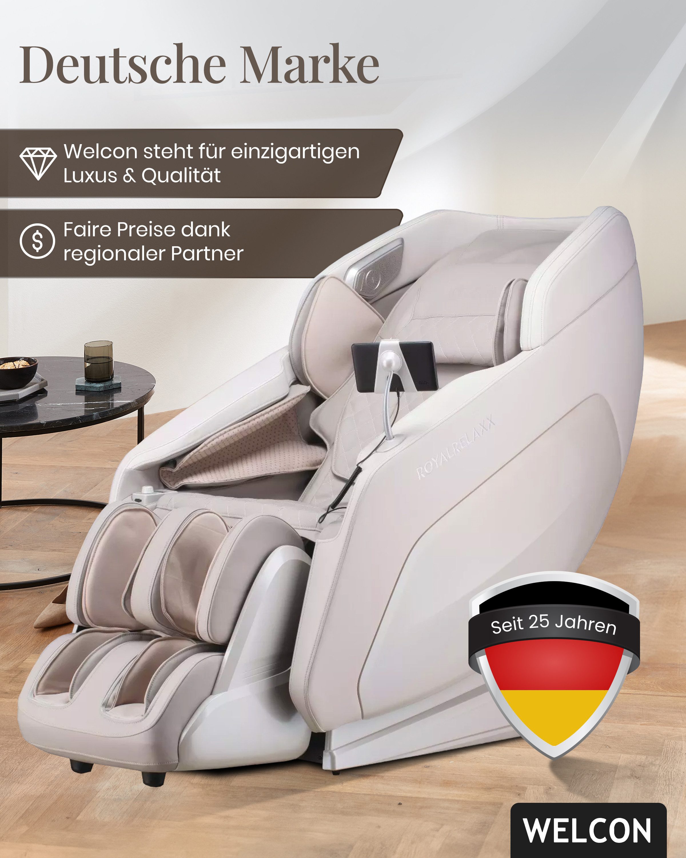 WELCON Massagesessel WELCON ROYALRELAXX 4D Massagesessel mit Zero Gravity & Wärme, 24 Programme