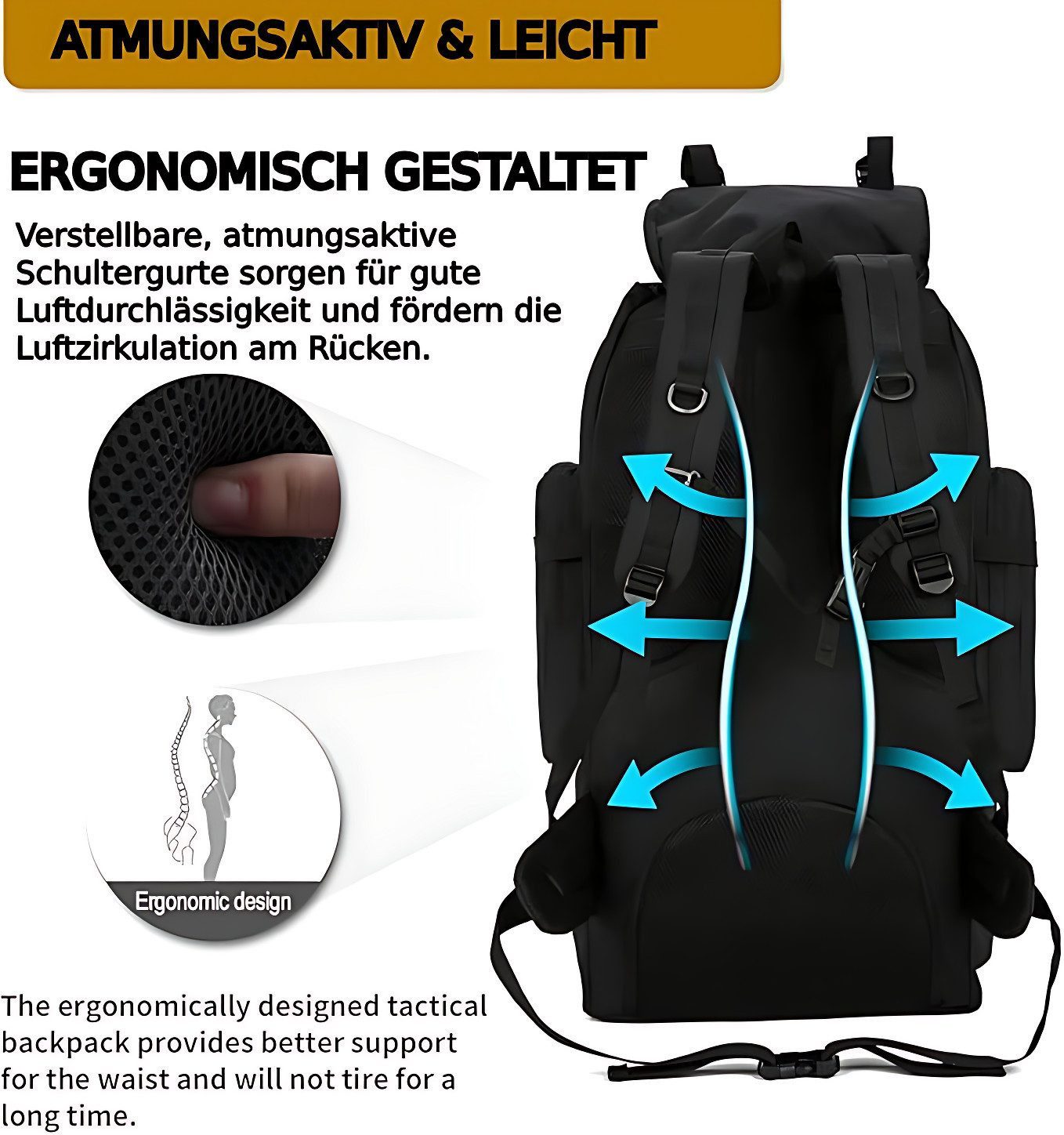 Forrlite Tourenrucksack Wanderrucksack 70L Reiserucksack Militär Rucksack f günstig online kaufen