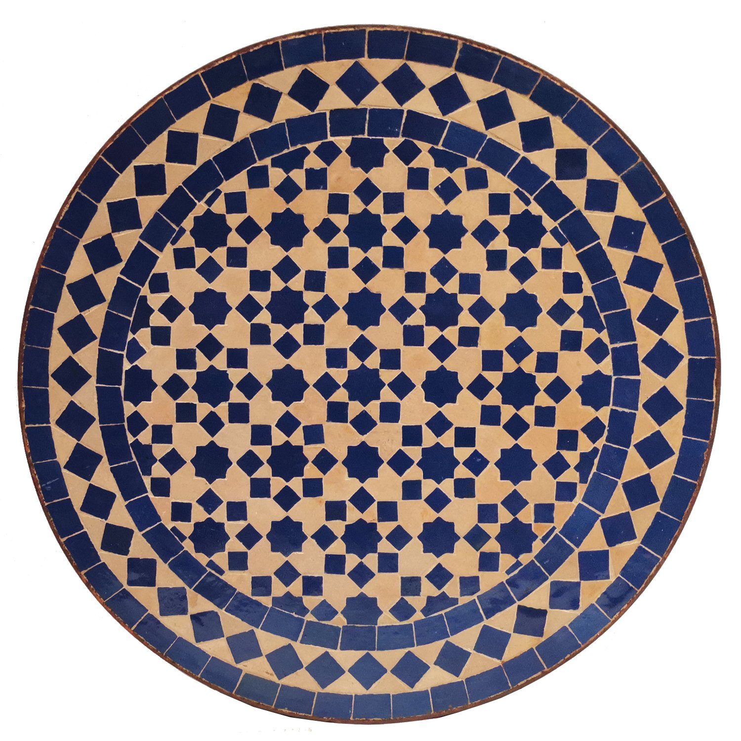 Casa Moro Beistelltisch Mosaik Beistelltisch Ø 45cm Blau Stern rund mit Schmiedeeisen Gestell (marokkanischer Mosaiktisch Bistrotisch), Boho Couchtisch Kunsthandwerk aus Marokko MT2241