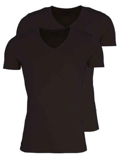 MARVELIS V-Shirt T-Shirt Doppelpack - Body Fit - V-Ausschnitt - Schwarz (2-tlg) Ideal zum Unterziehen