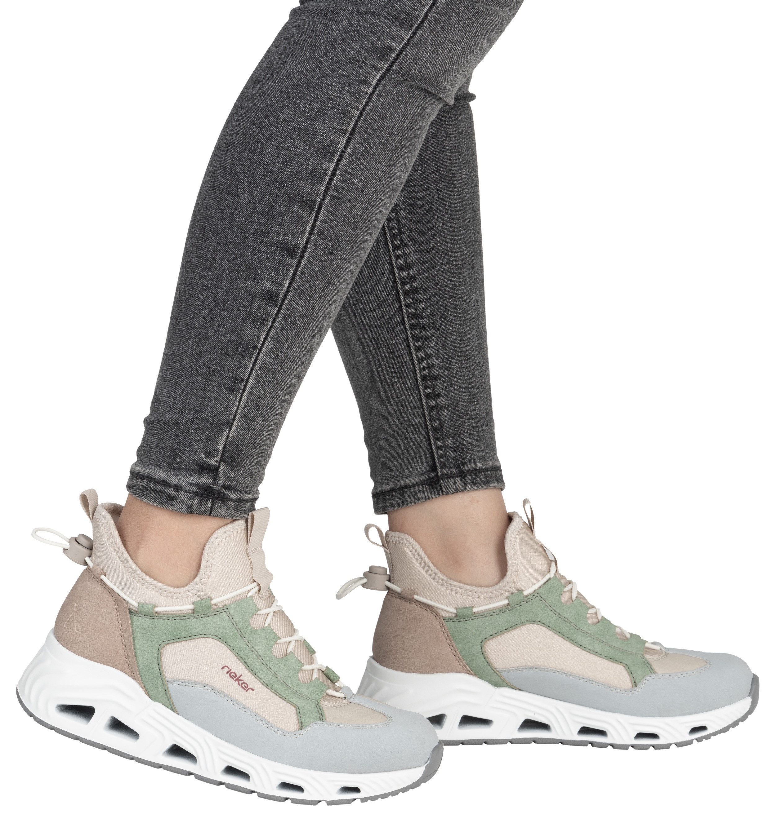 RIEKER Sport Slip-On Sneaker High Top Sneaker, Schlupfschuh mit Schnellverschluss hinten