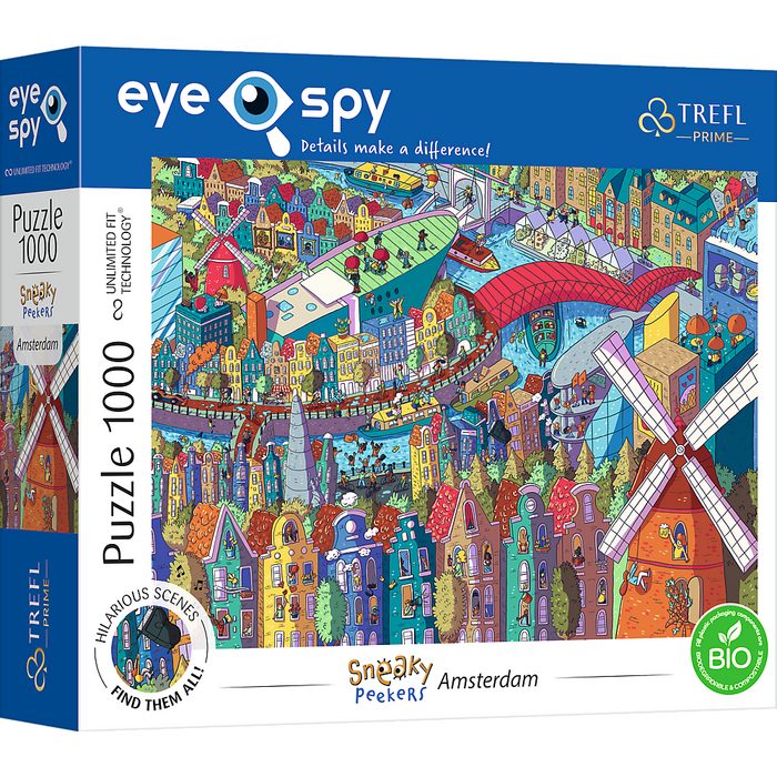 Trefl Puzzle 10710 Eye Spy Sneaky Peekers Amsterdam Puzzle 1000 Puzzleteile Made in Europe