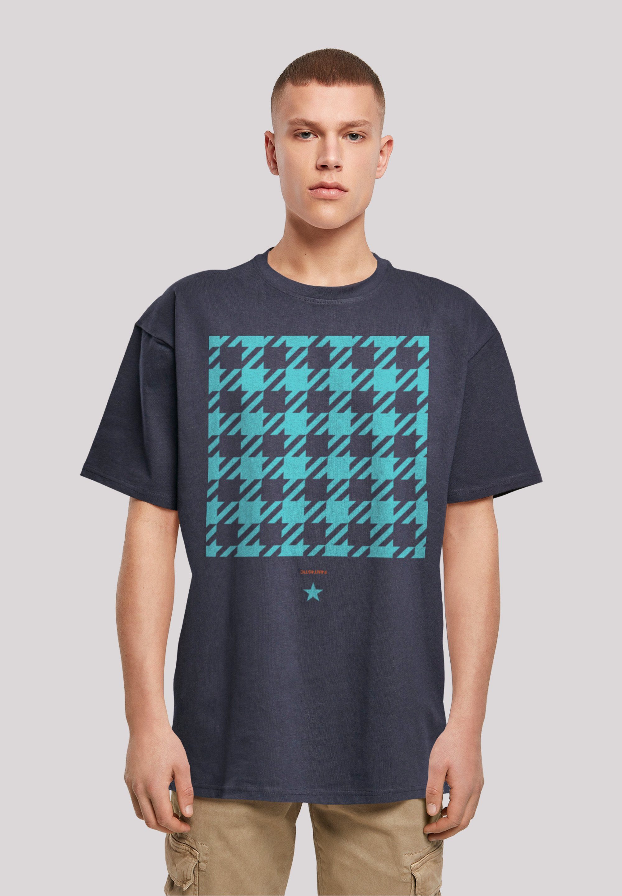 Größe aus, F4NT4STIC blau bitte bestellen weit T-Shirt Fällt Karo Print, kleiner Hahnentritt eine