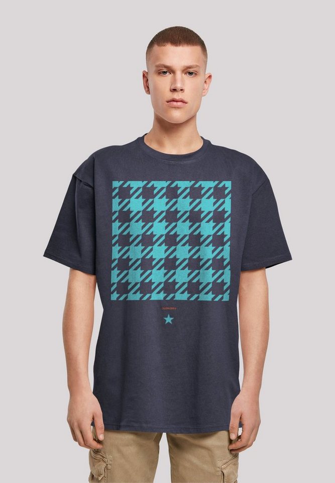 F4NT4STIC T-Shirt Hahnentritt Karo blau Print, Fällt weit aus, bitte eine  Größe kleiner bestellen