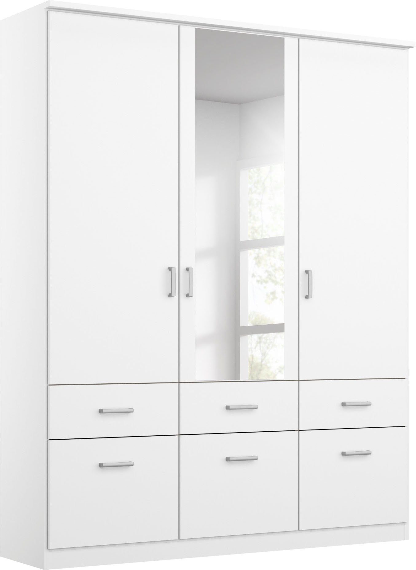 rauch Kleiderschrank Kleiderschrank Schrank Garderobe deckenhoher Schrank BREMEN (optional mit Spiegel, Breiten: 91/136/181 cm, Höhe: 199 cm) in vielen Farbvariationen, inkl. Kranzblende MADE IN GERMANY