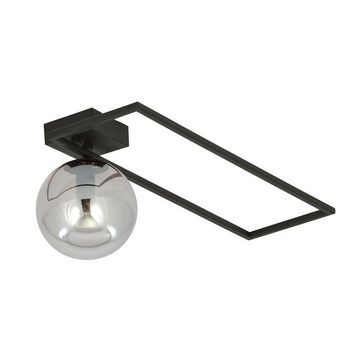 Licht-Erlebnisse Deckenleuchte EINAR, ohne Leuchtmittel, Rauchglas Metall Schwarz Graphit E14 Kugelschirm Modern