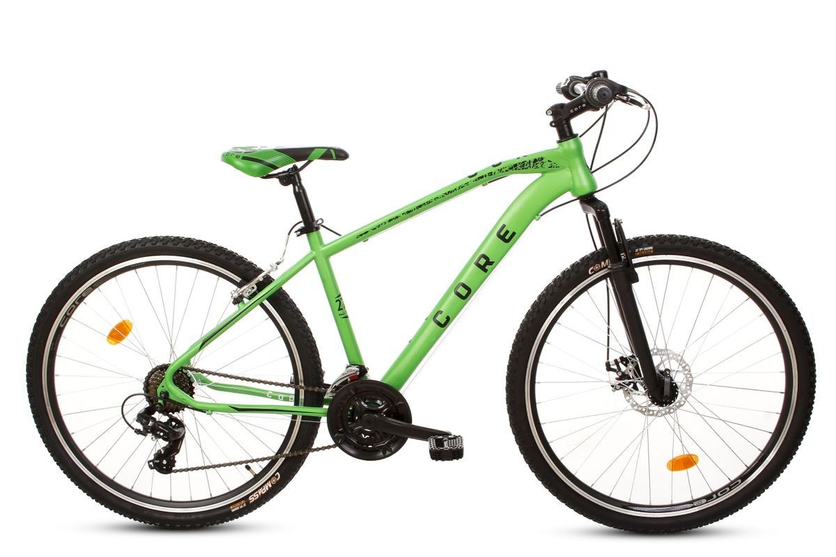 T&Y Trade Mountainbike 27,5 Zoll Jungen Damen Mädchen Fahrrad MTB Mountainbike 15" CORE Grün, 21 Gang Shimano, Kettenschaltung, Federgabel, Scheibenbremse, 21 Gang