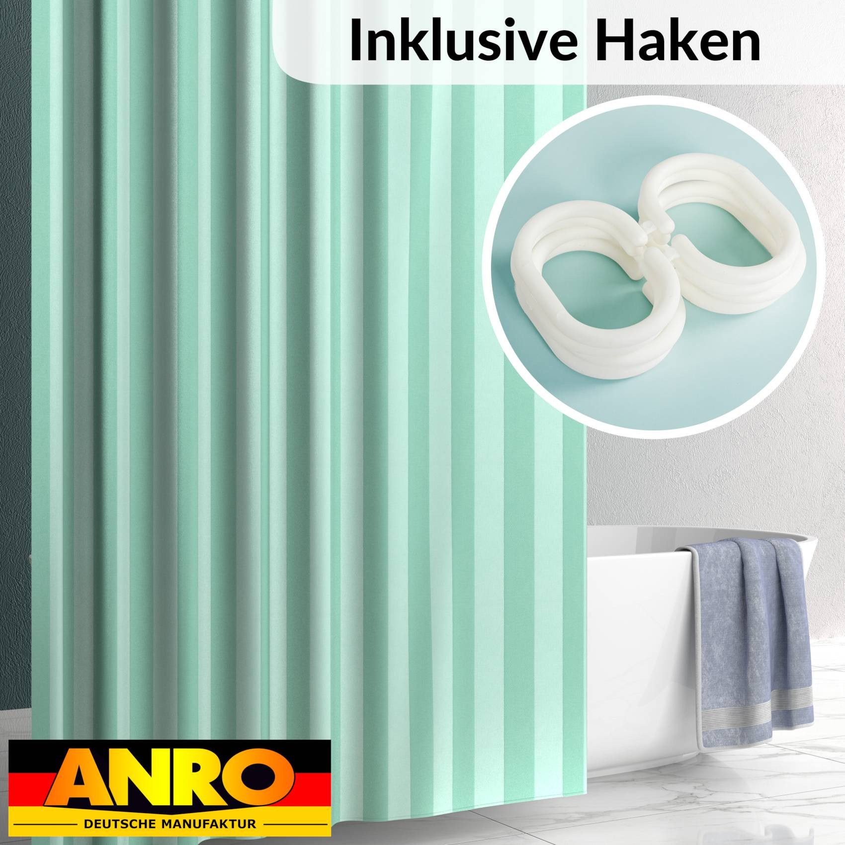 ANRO Duschvorhang aus Italien hochwertiger Badevorhang Textil mit Ösen und günstig online kaufen