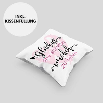 Trendation Dekokissen Trendation - Glück Ist eine Schwester Wie Dich zu Haben Kissen Geschenk Schwesterherz Lustiger Spruch Geburtstag Schwester Dekokissen mit Füllung 40x40