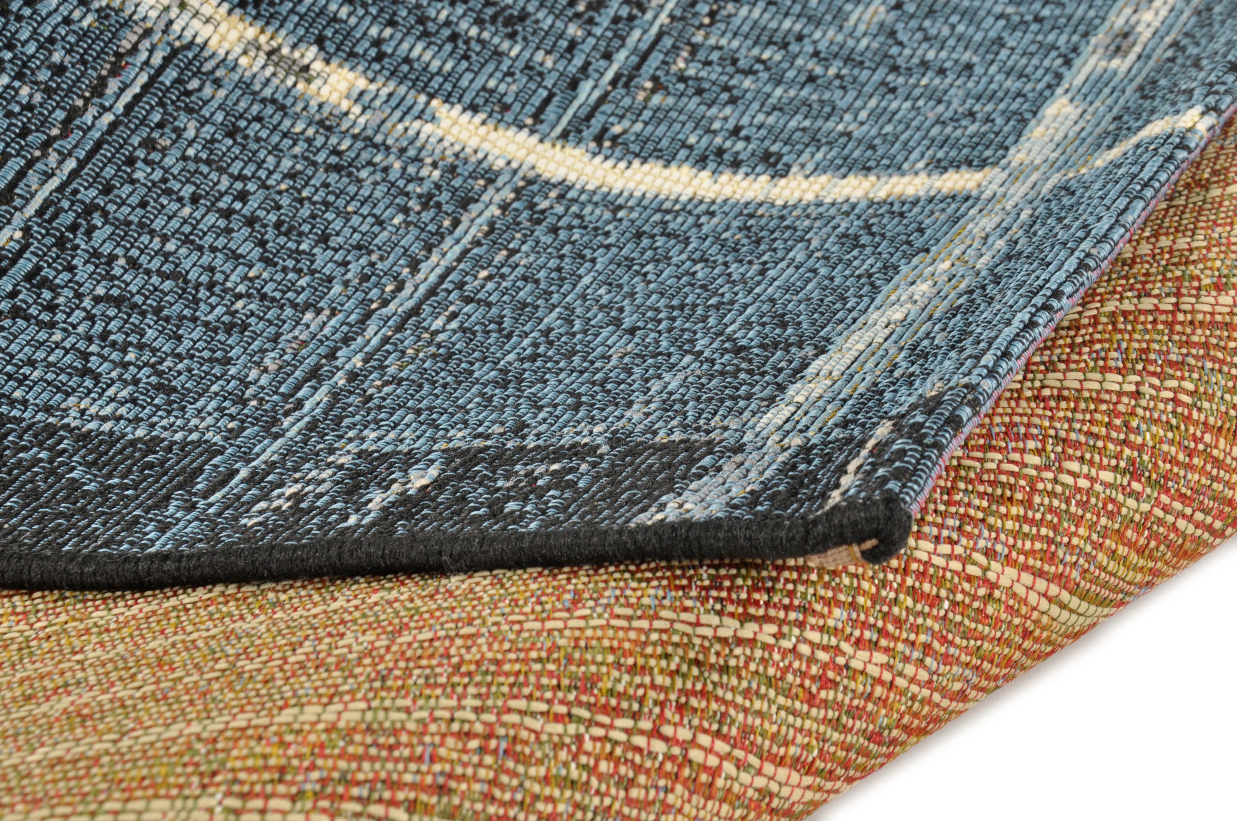 Teppich Outdoor-Africa Outdoor geeignet In- und Style, Flachgewebe, mm, Höhe: Gino Falcone, 5 Ethno rechteckig, 38, blau