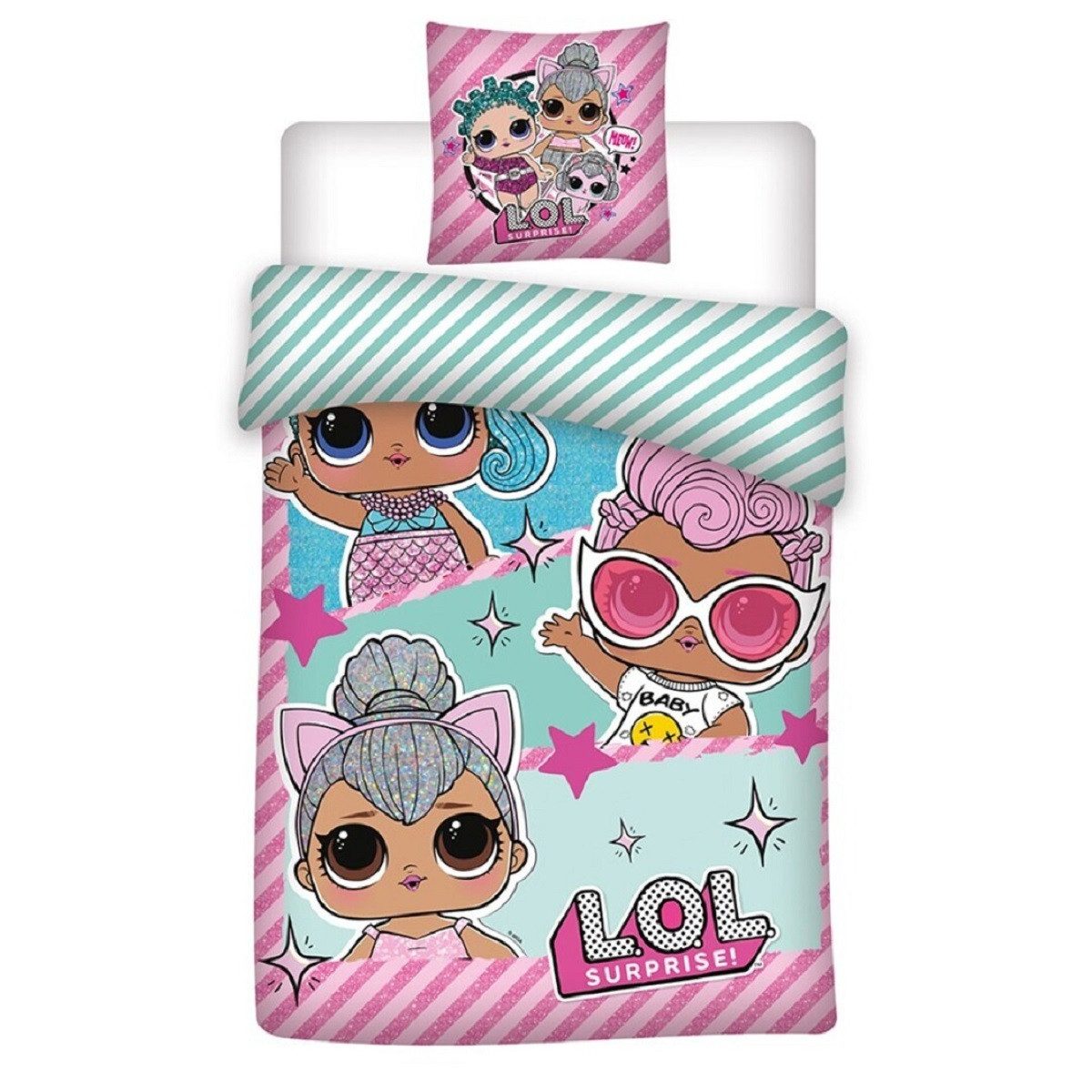 COFI 1453 Bettwäsche Set LOL Surprise BIO-Baumwolle 140x200 cm GOTS-zertifiziert