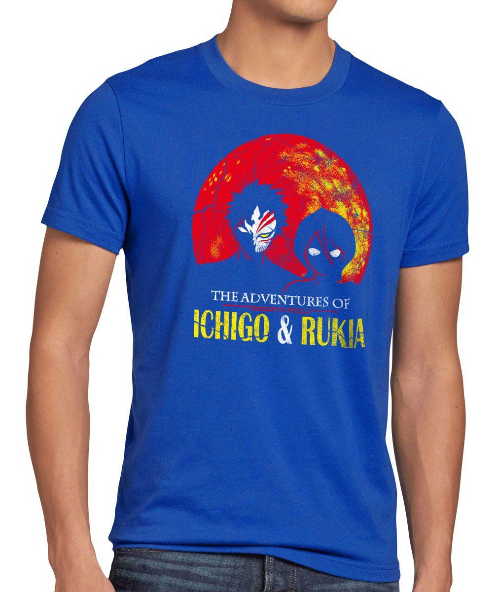 Ichigo anime Print-Shirt style3 kurosaki Rukia hollow T-Shirt bleach blau shinigami bankai manga Herren