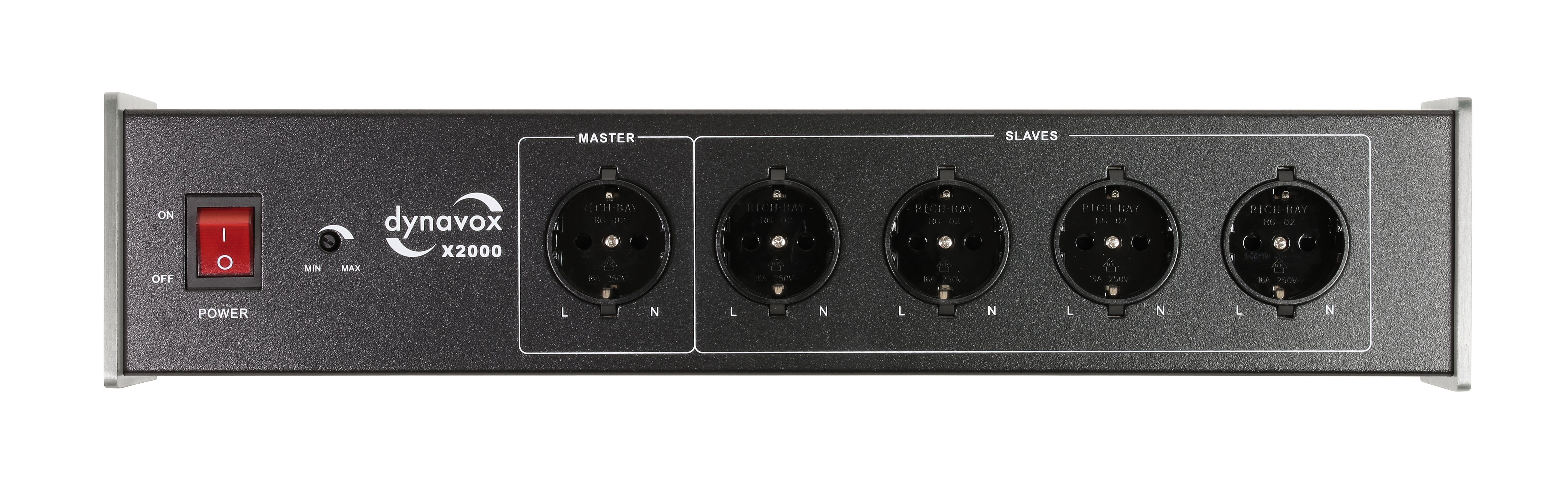 Dynavox X2000 Mehrfachsteckdose 5-fach (Lastschutz-Sicherung, Kabellänge 1.5 m), Hifi-Netzfilter, Master-Slave-Funktion, Phasen-LED