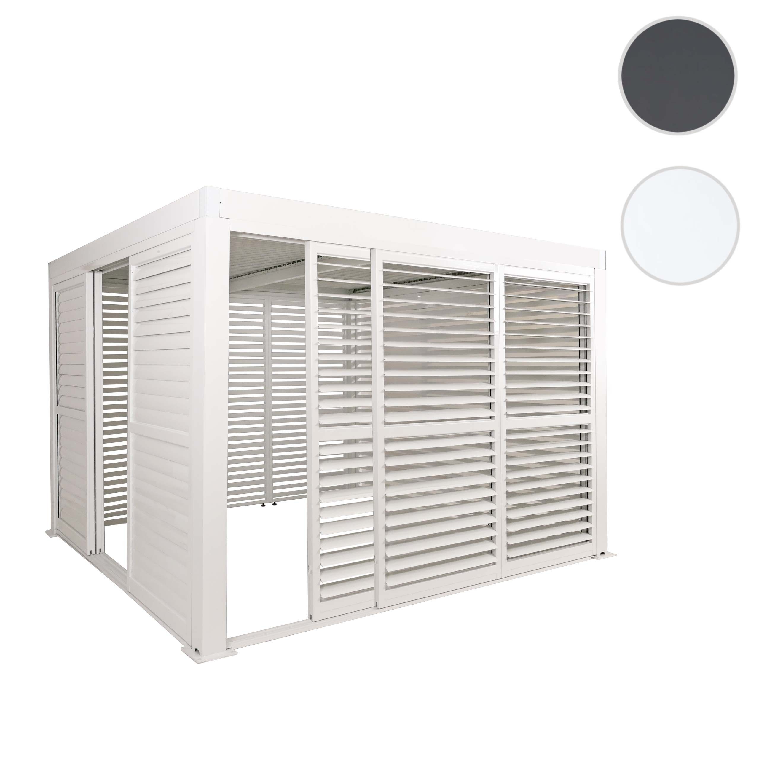 MCW Pergola MCW-L46-LS, BxTxH: 300x300x220 cm, 6x Schiebetüren und 6x Lamellen-Paneelen