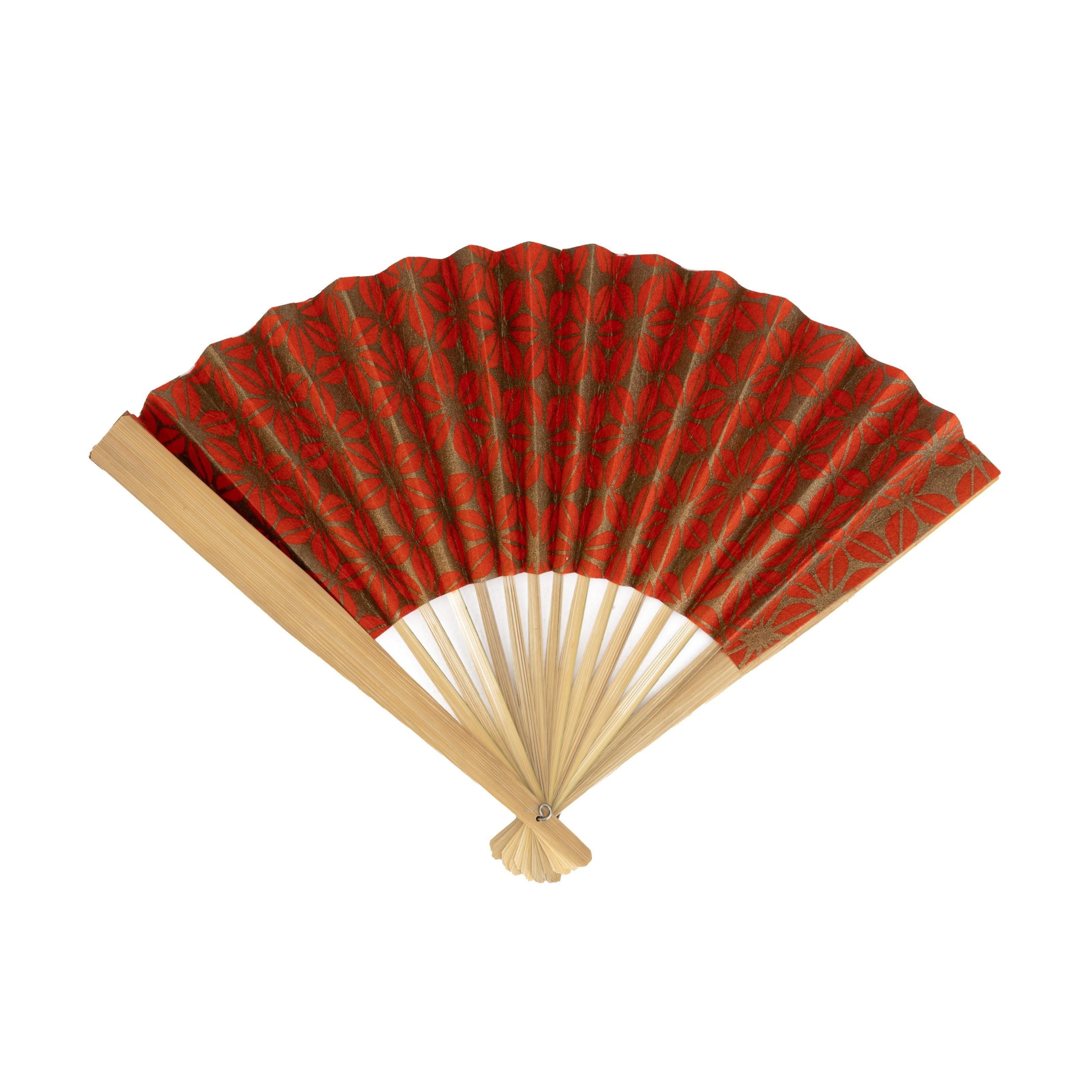 El Puente Handfächer Fächer mit Seidenpapier in Orange-Gold, Handmade, Fair Trade