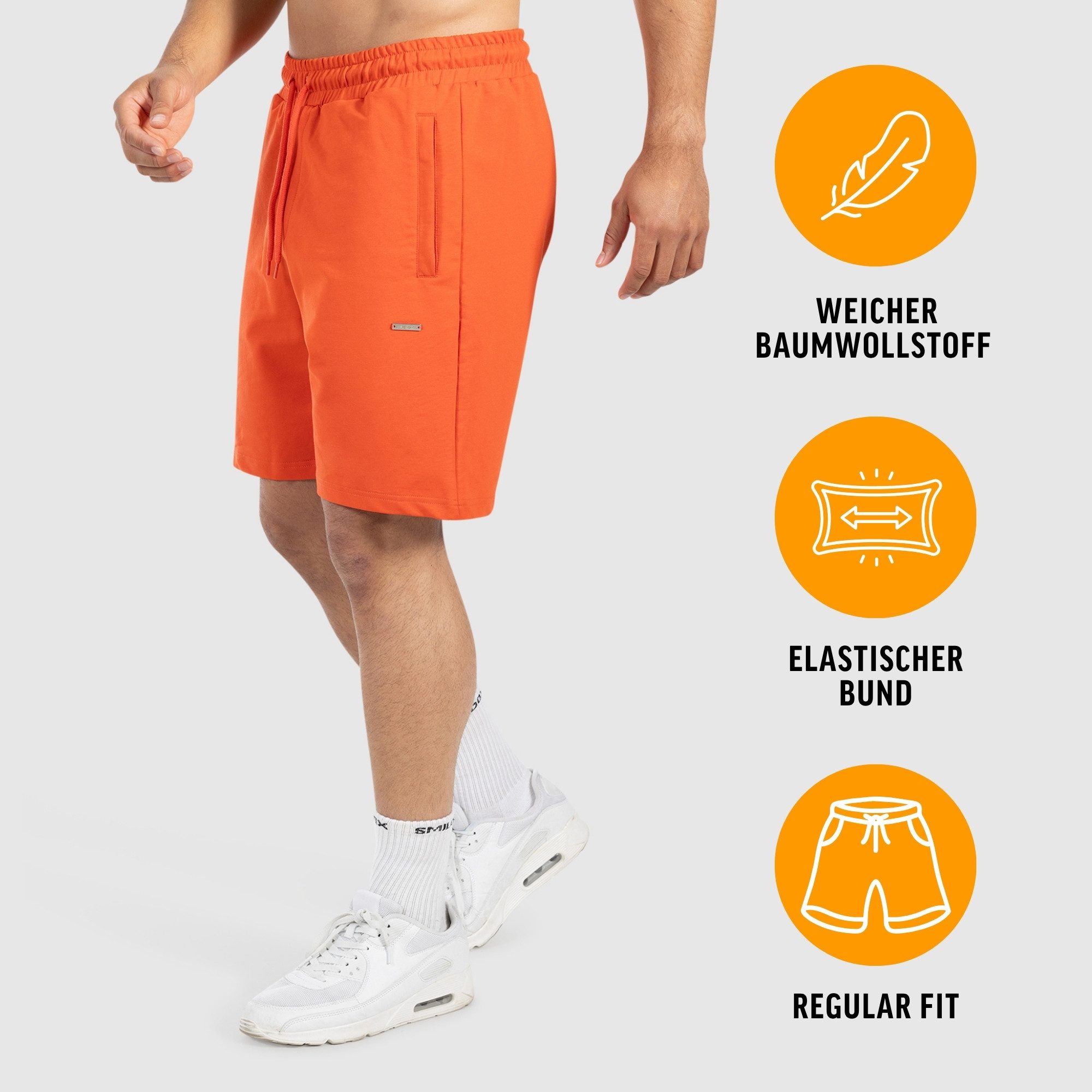 Smilodox Shorts Edin, Sommer Hose kurz im Regular Fit aus Baumwolle, elastischer Bund Kordelzug & Eingrifftaschen, Bequeme Freizeithose, Alltag Freizeit