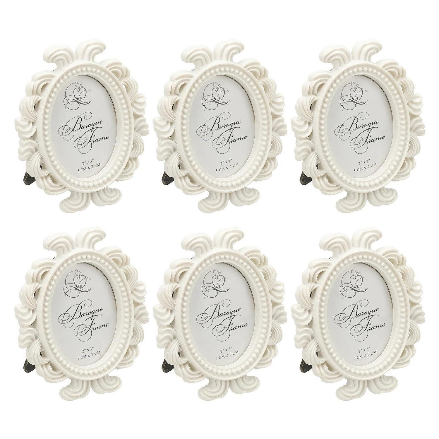 LuxusKollektion Einzelrahmen Mini Bilderrahmen Weiß Oval 6 Stück, (6 St)