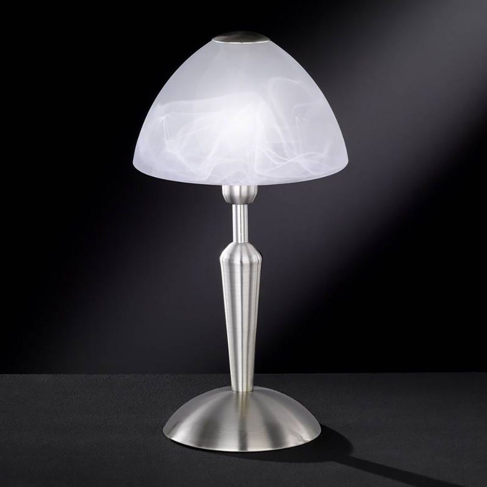 cm etc-shop Alabaster warmweiß D Tischleuchte, Tischlampe Leuchtmittel Nachttischleuchte LED 17,5 Glas Warmweiß, LED inklusive,