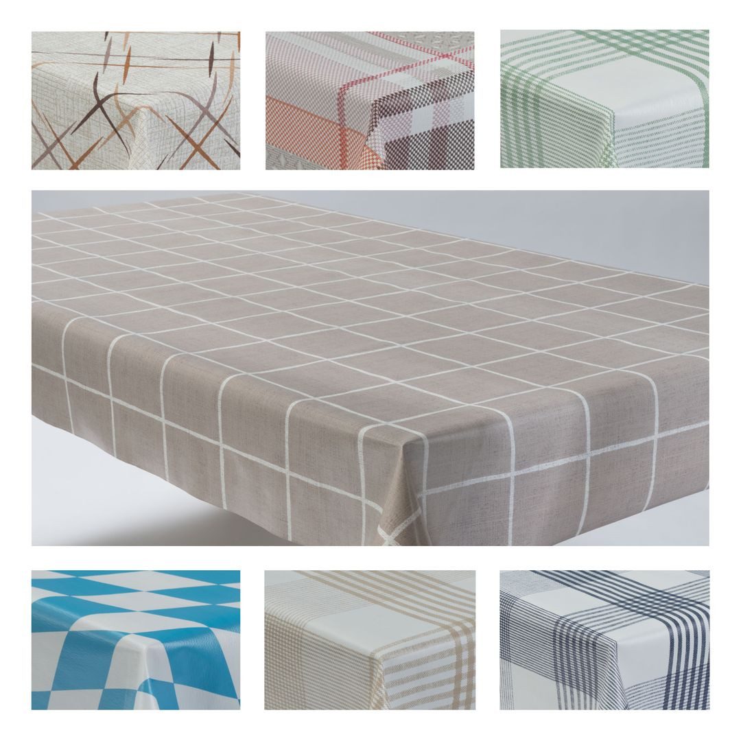 laro Tischdecke Wachstuchtischdecke Linea Grid PVC Eckig