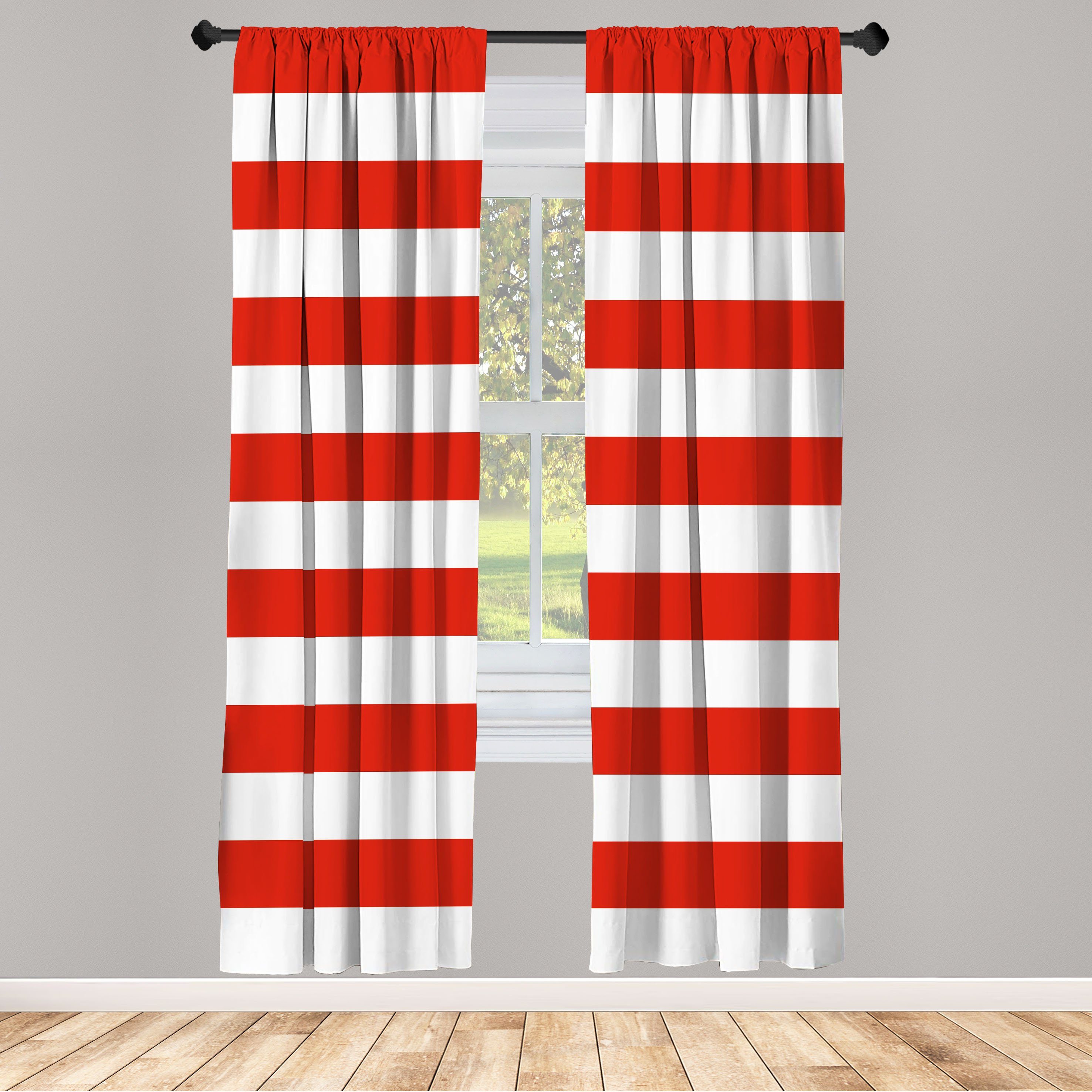 Gardine Vorhang für Wohnzimmer Schlafzimmer Dekor, Abakuhaus, Microfaser, Geometrisch Amerikanische Flaggen-Entwurf