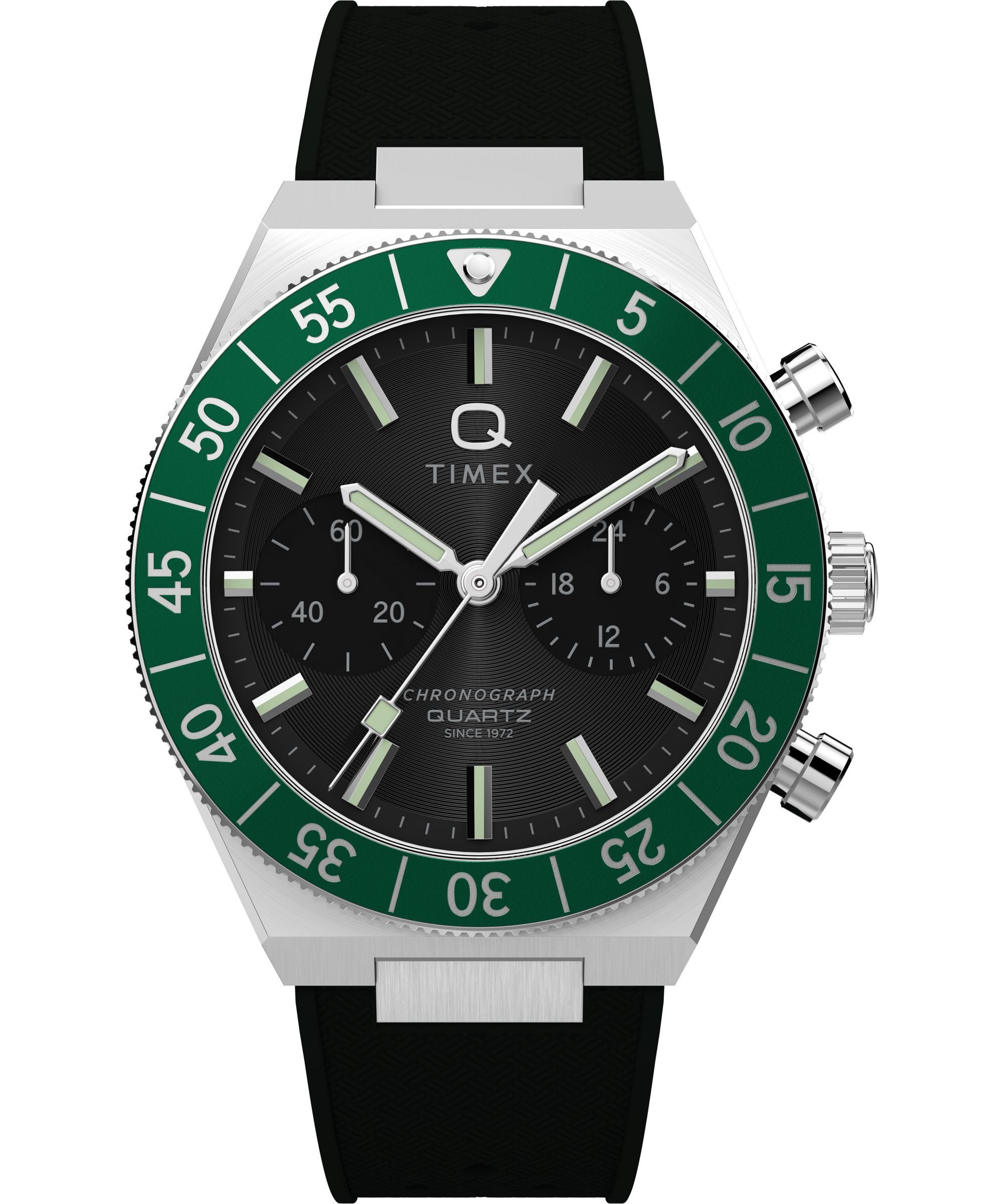 Timex Quarzuhr Q Timex Continental Chronograph TW2Y56100AJ, Armbanduhr, Herrenuhr, Silikonarmband, analog, Beleuchtung
