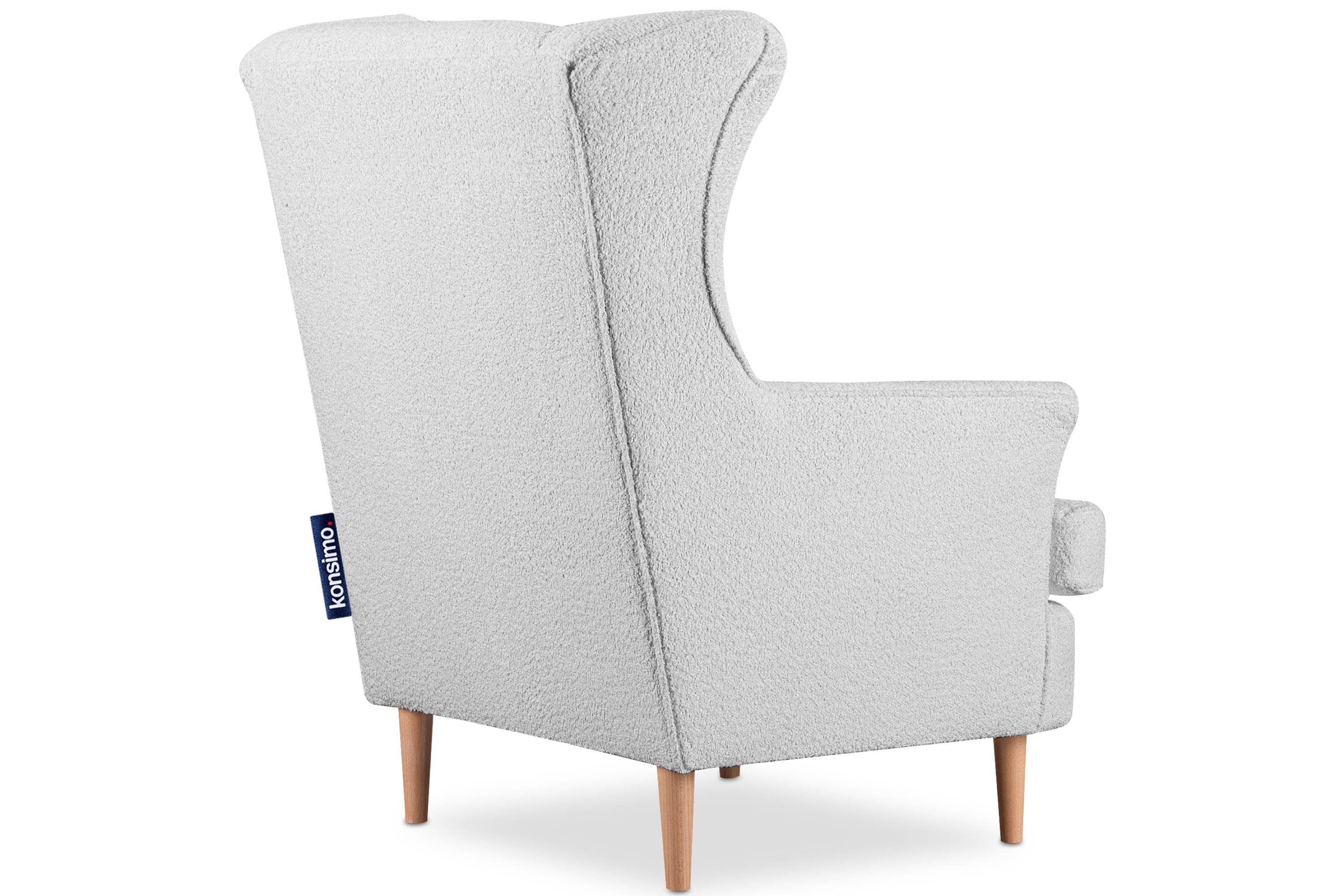 STRALIS Design, dekorativem inklusive Ohrensessel Füße, Konsimo Hocker, hohe zeitloses Sessel Kissen mit