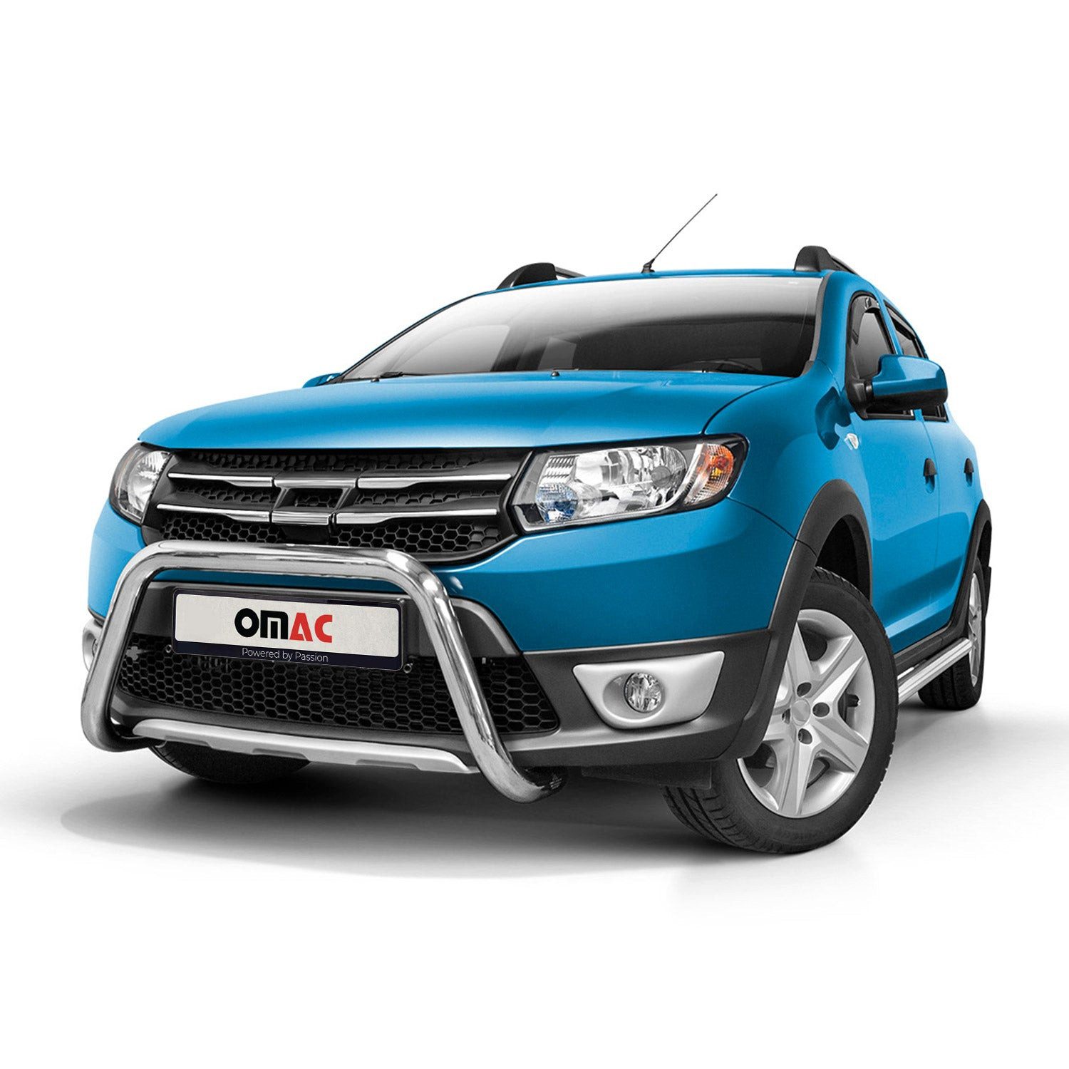 OMAC Frontstoßstange Frontbügel für Dacia Sandero Stepway 2012-2016 Stahl Silber ABE, 1-St., Rostfrei,Wasserfest,Langlebig,Haltbar