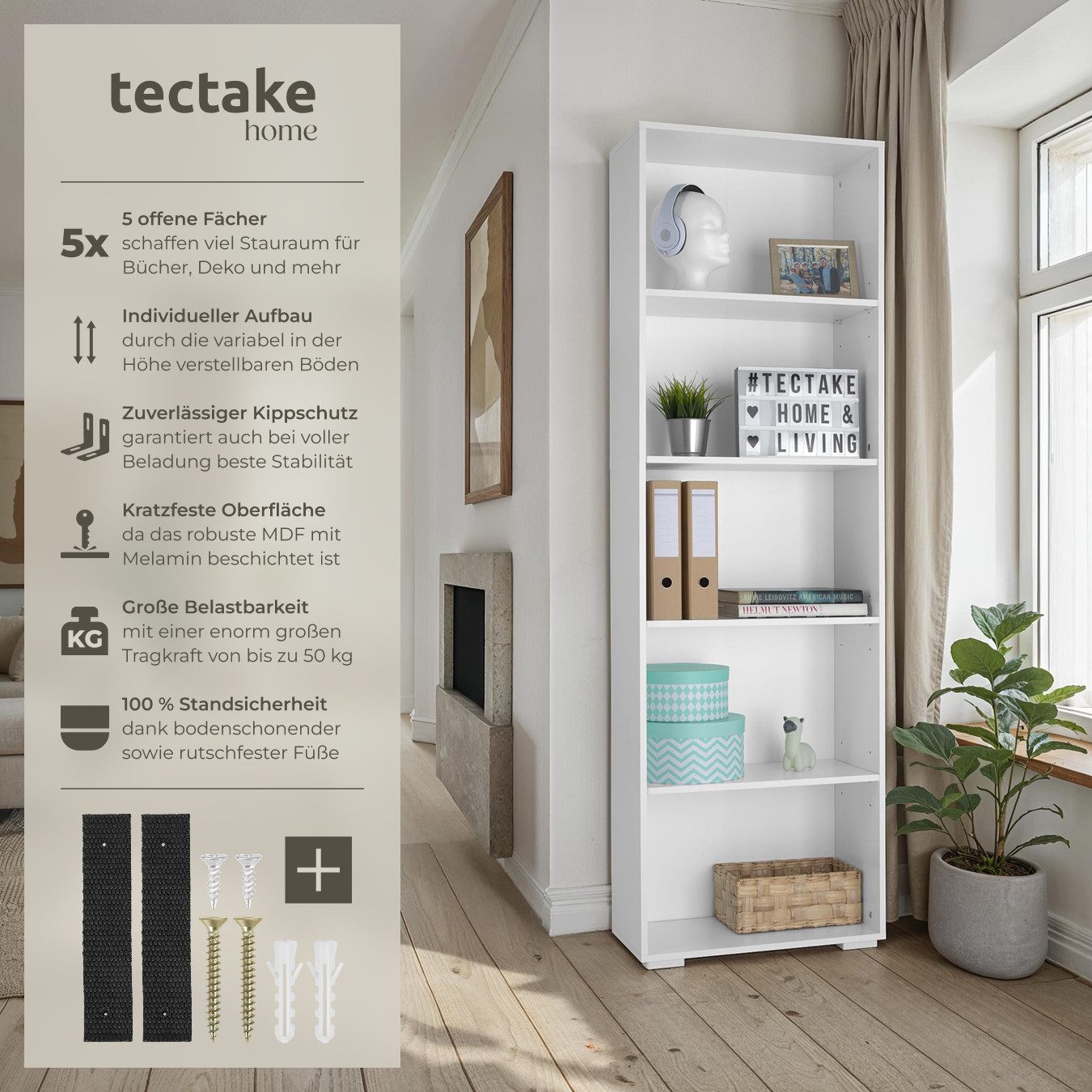 tectake Bücherregal Bücherständer Lexi 5 Fächer günstig online kaufen