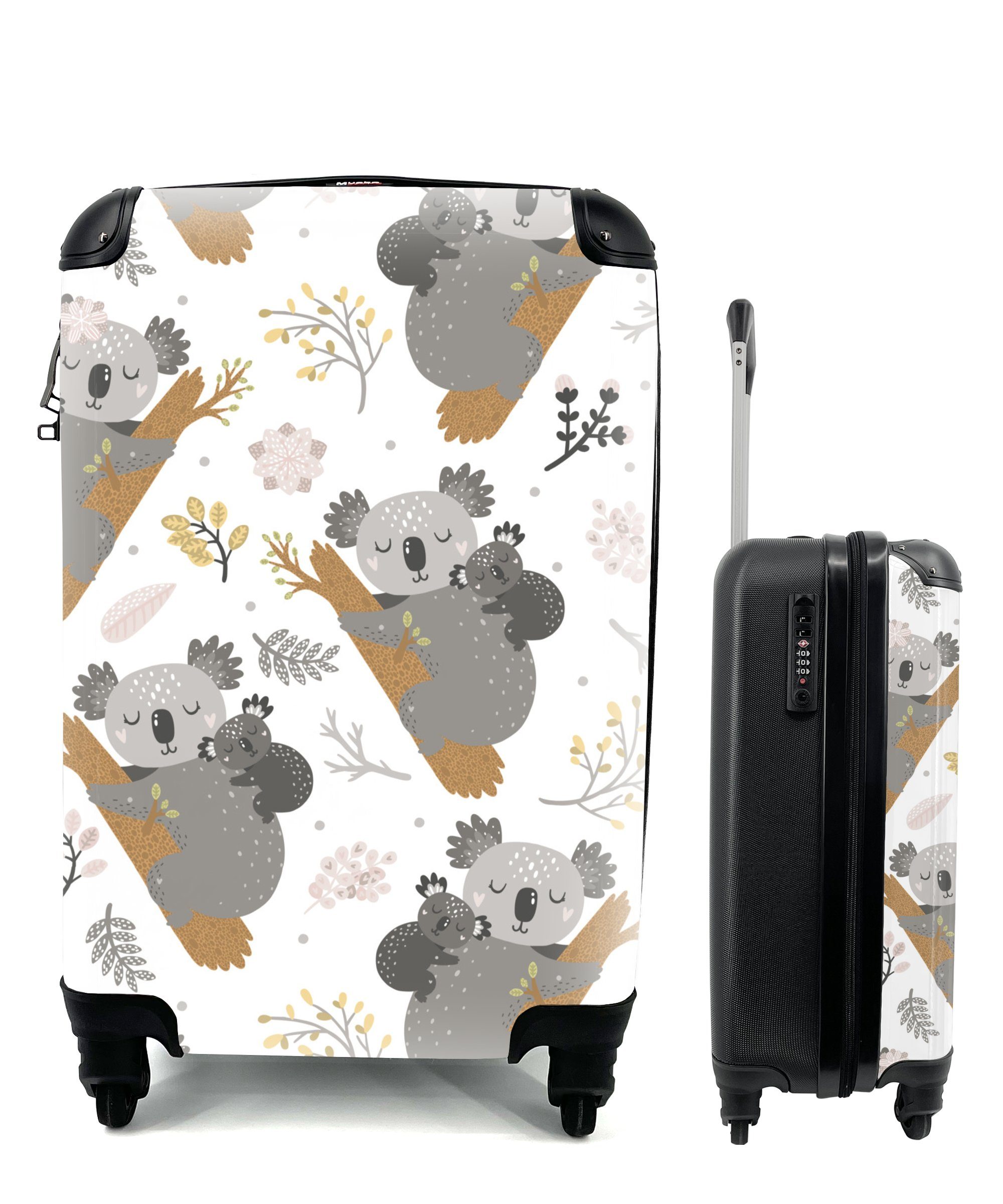 MuchoWow Handgepäckkoffer Muster - Koala - Schlafen, 4 Rollen, Reisetasche mit rollen, Handgepäck für Ferien, Trolley, Reisekoffer