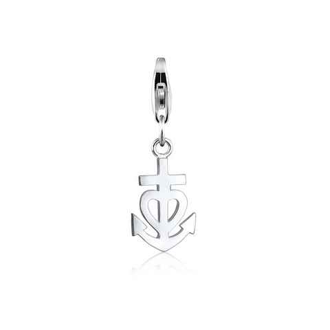 Nenalina Charm-Einhänger Anhänger Anker Herz Kreuz Symbol 925 Silber, Anker