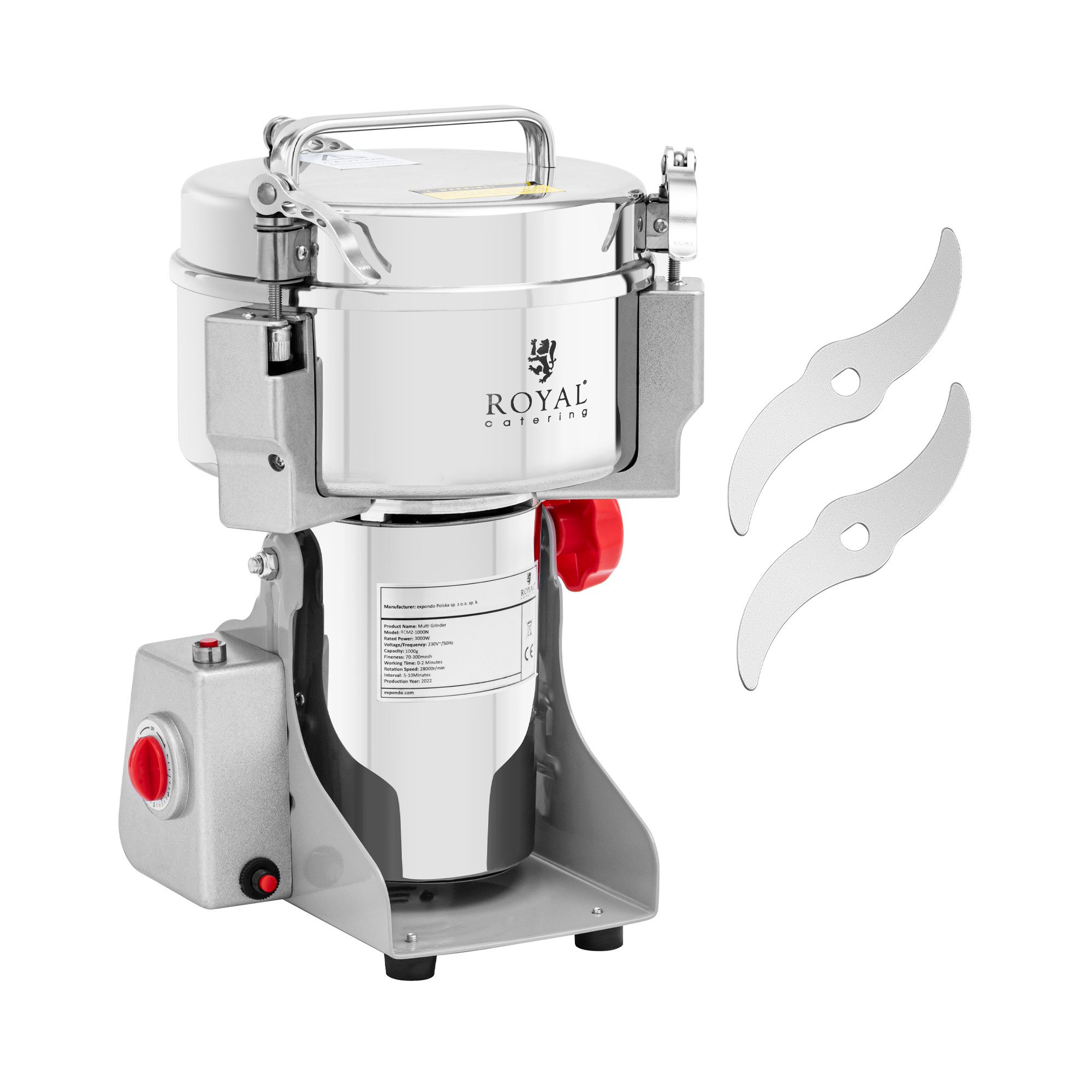 Royal Catering Gewürzmühle elektrisch Multi-Zerkleinerer Kräuter 1kg Pfeffermühle Nüsse Kaffee Strom